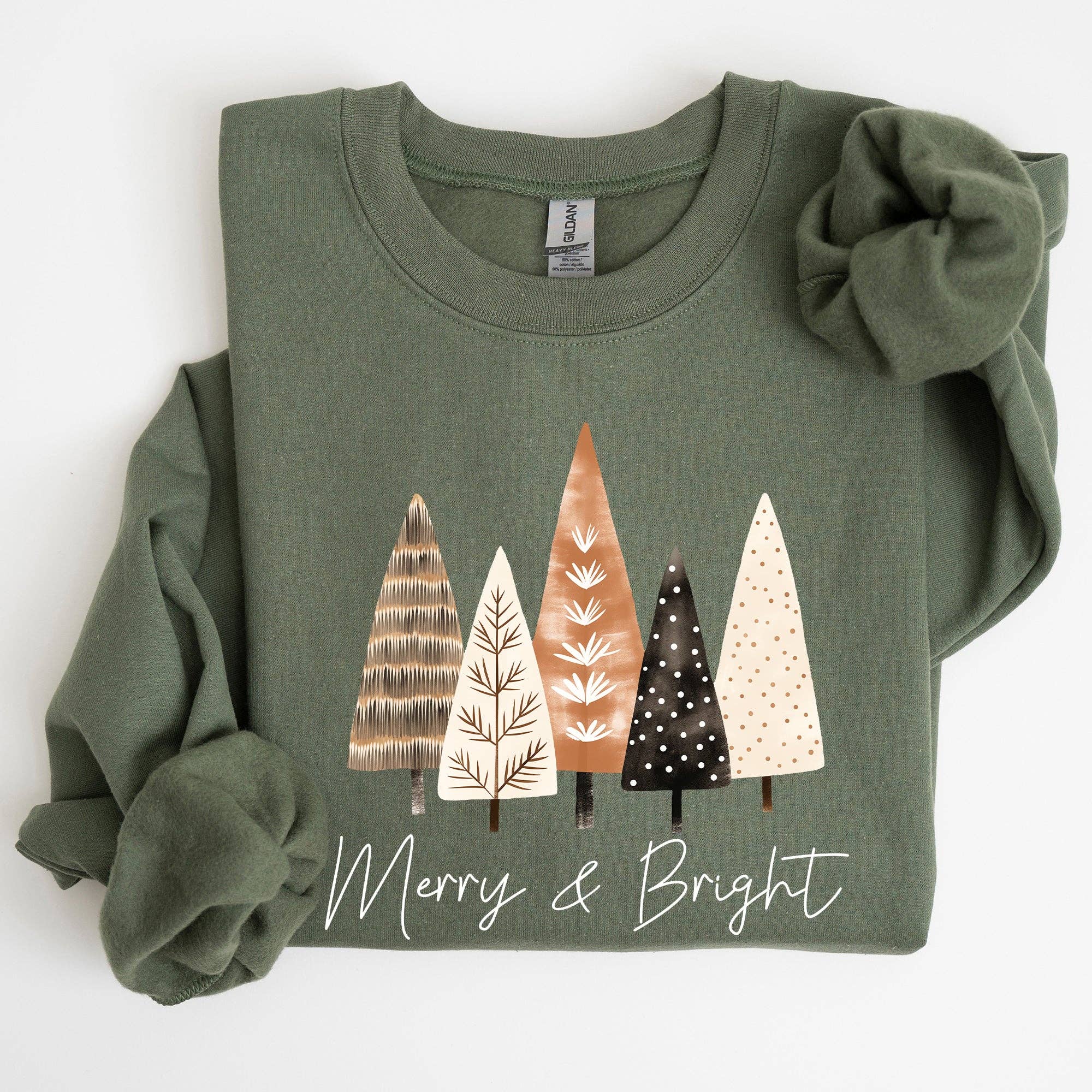 Merry and Bright, Christmas Trees, Hygge, Xmas Sweatshirt T-Shirts, Hoodie | PodTeesHub.com