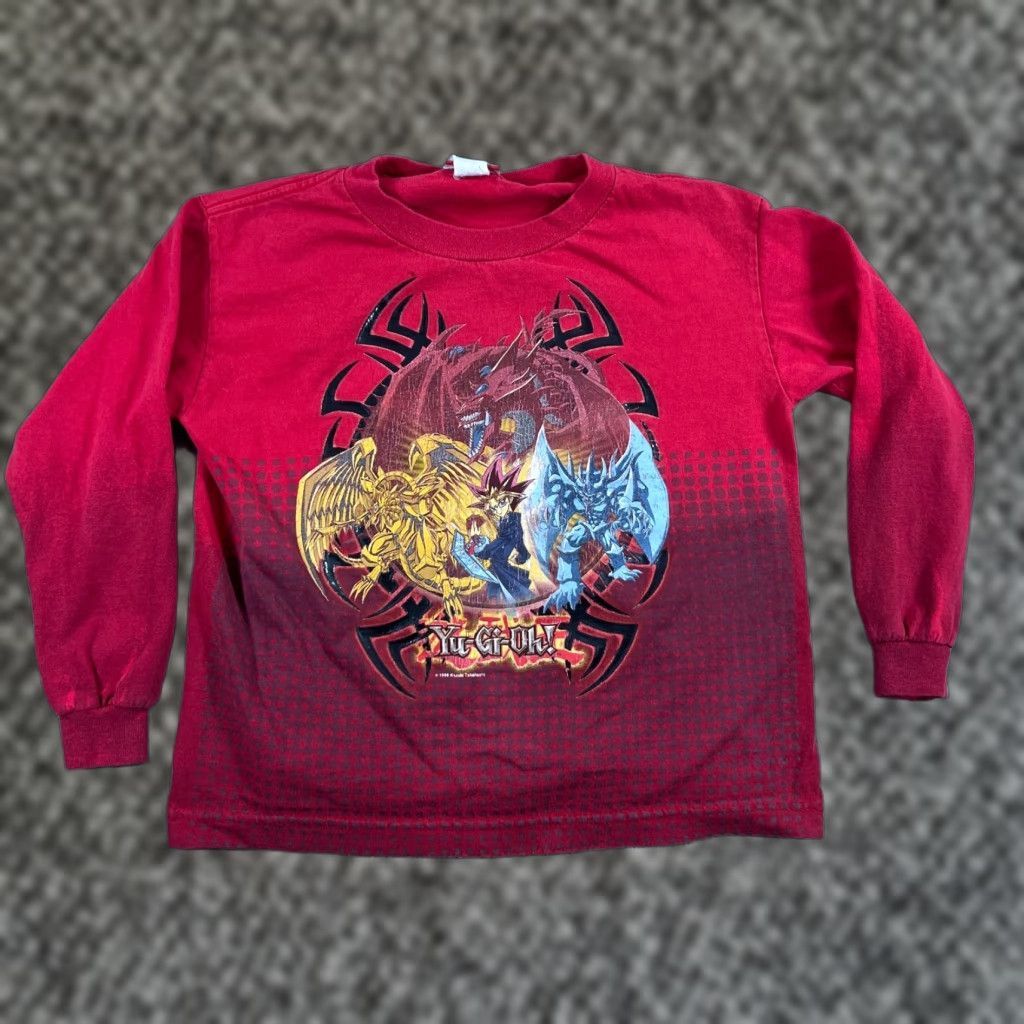 Vintage Konami Yu Gi Oh Long Sleeve Shirt Kids Xs Red Hoodie, Sweatshirt | PodTeesHub.com