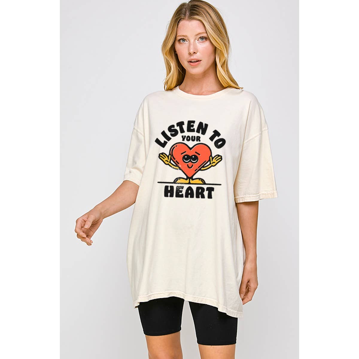 Listen To Your Heart Graphic Oversized Tee Hoodie, Sweatshirt | PodTeesHub.com