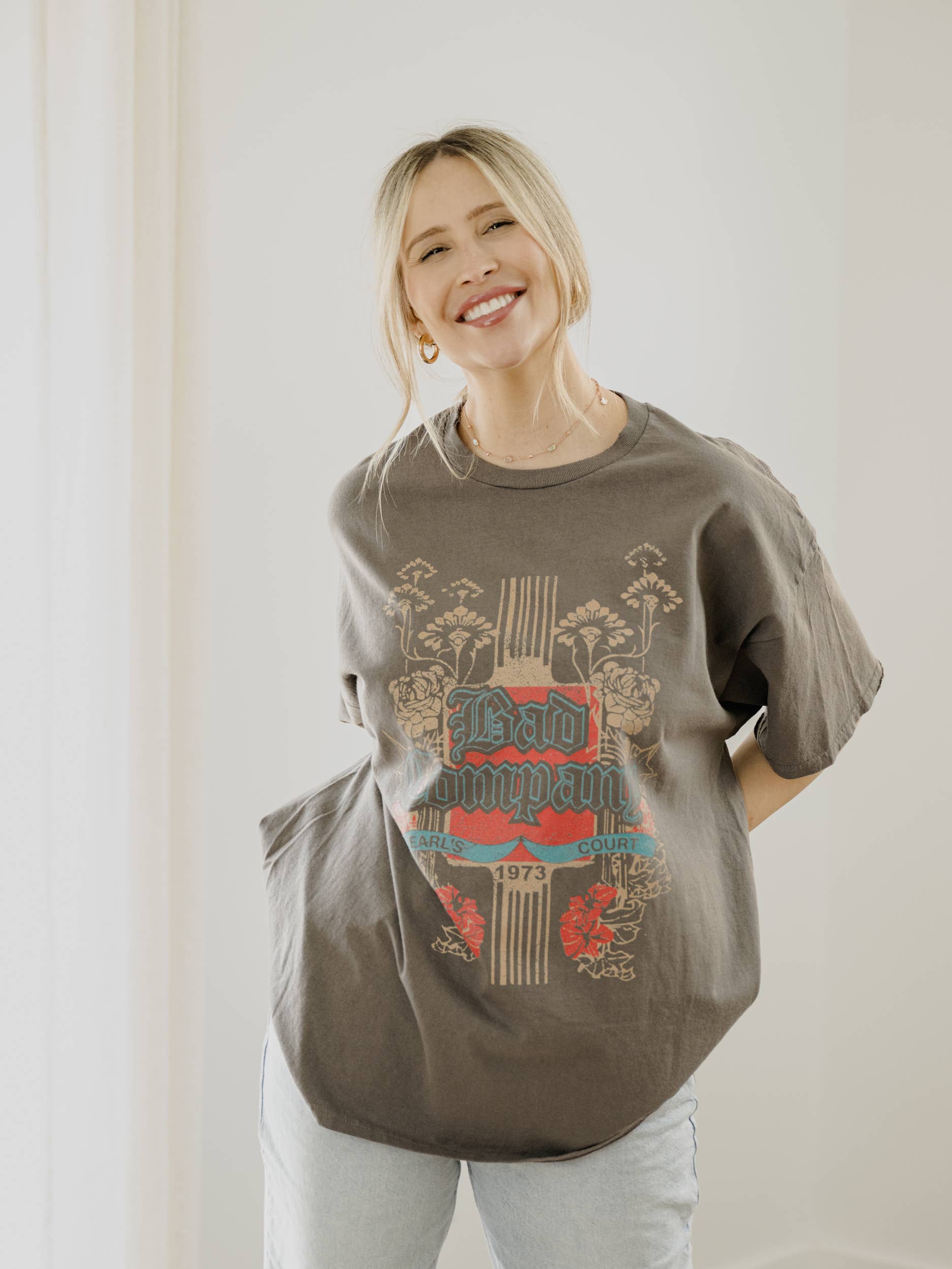 Bad Company Earls Court Charcoal Thrifted Graphic Tee Hoodie, Sweatshirt | PodTeesHub.com