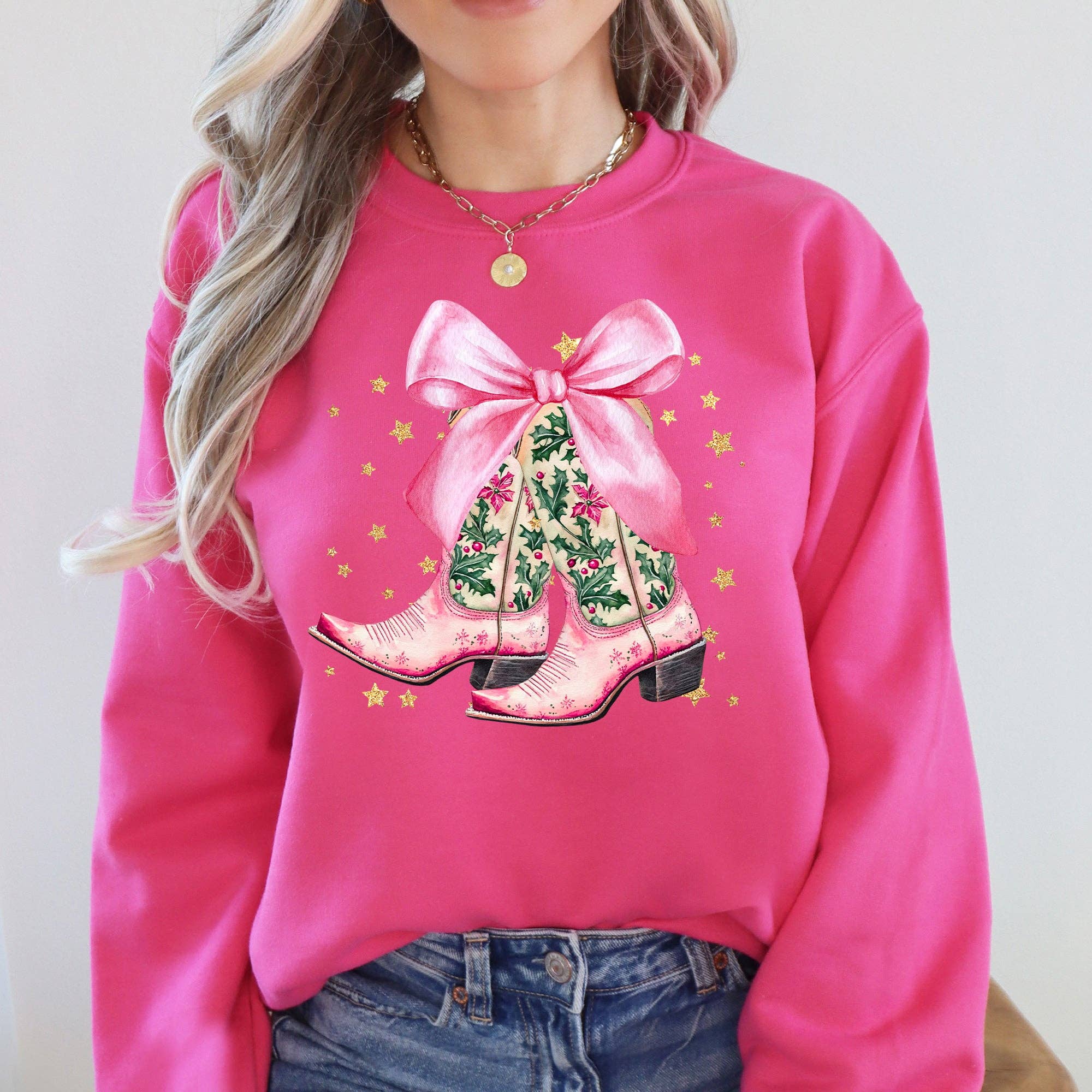 Cowgirl Christmas, Cowboy Boots, Country, Western Sweatshirt T-Shirts, Hoodie | PodTeesHub.com