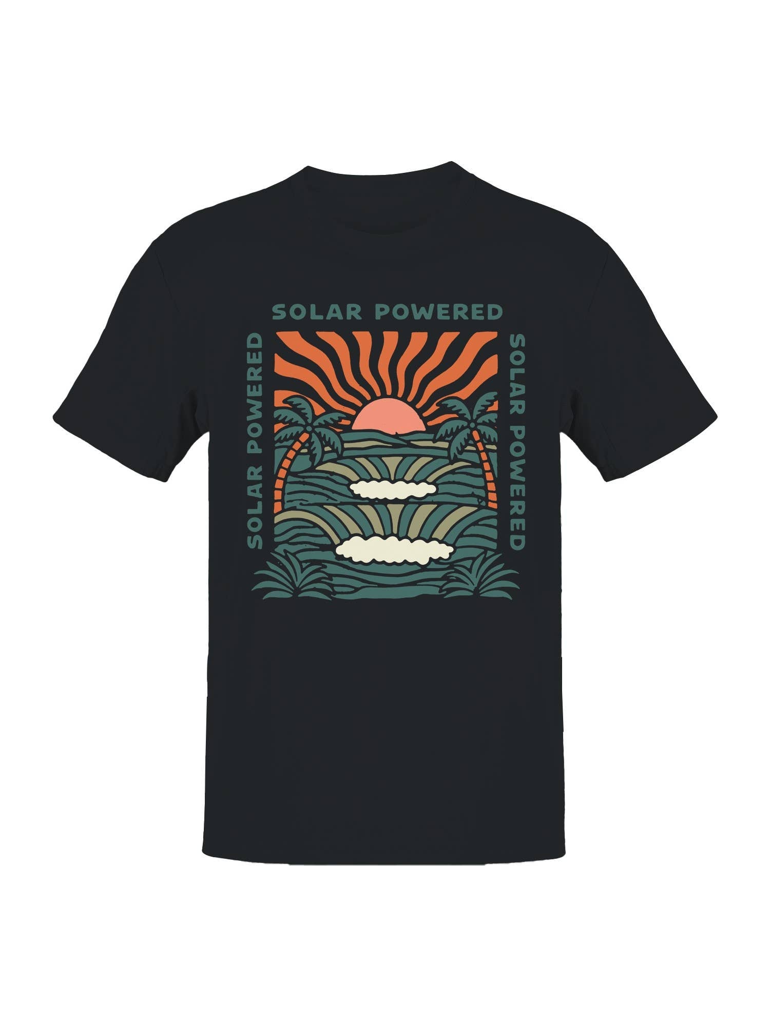 Solar Powered Sunset Paradise Men's T-Shirt Hoodie, Sweatshirt | PodTeesHub.com