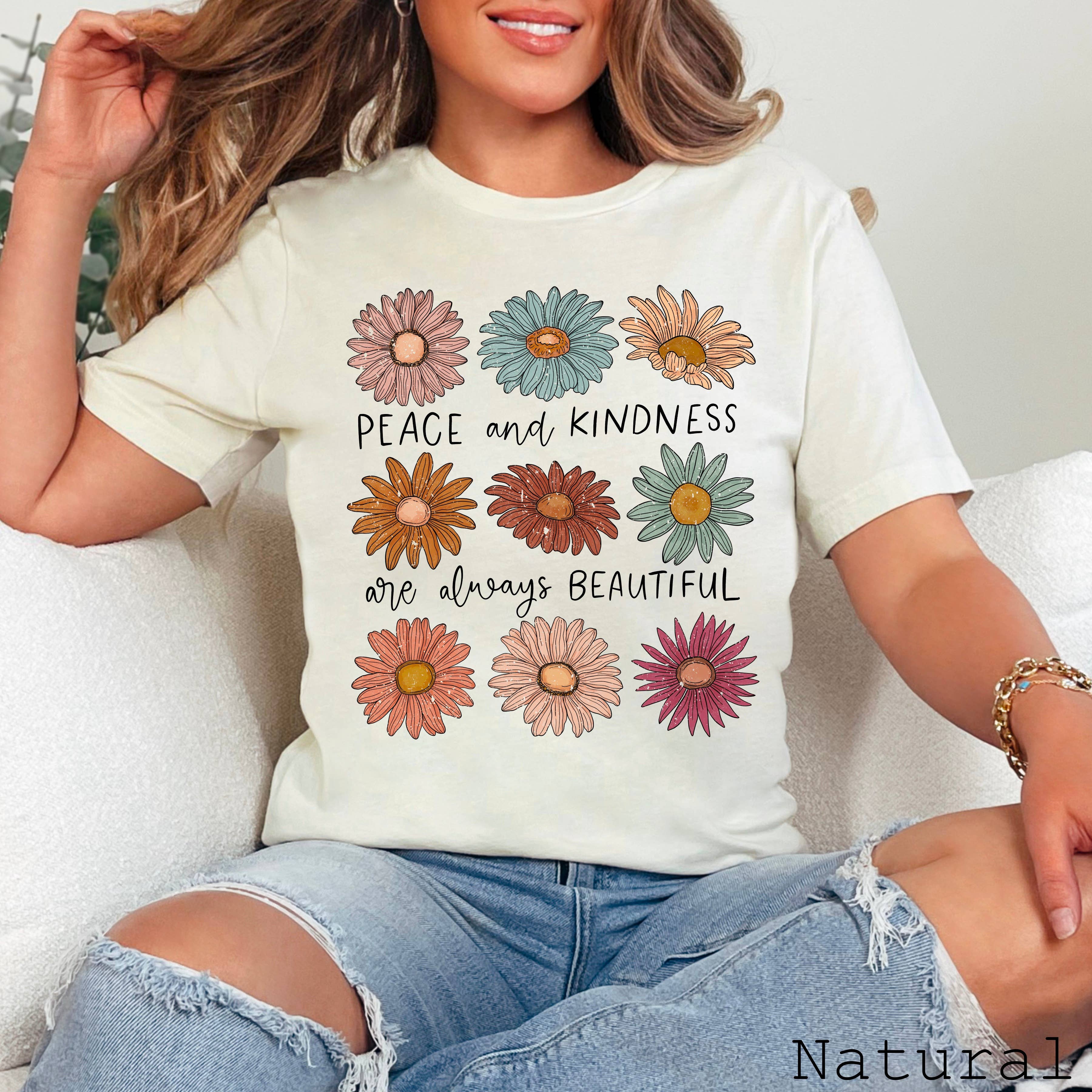 Peace & Kindness  Spring 2025 Graphic Tee | Bella Canvas Hoodie, Sweatshirt | PodTeesHub.com