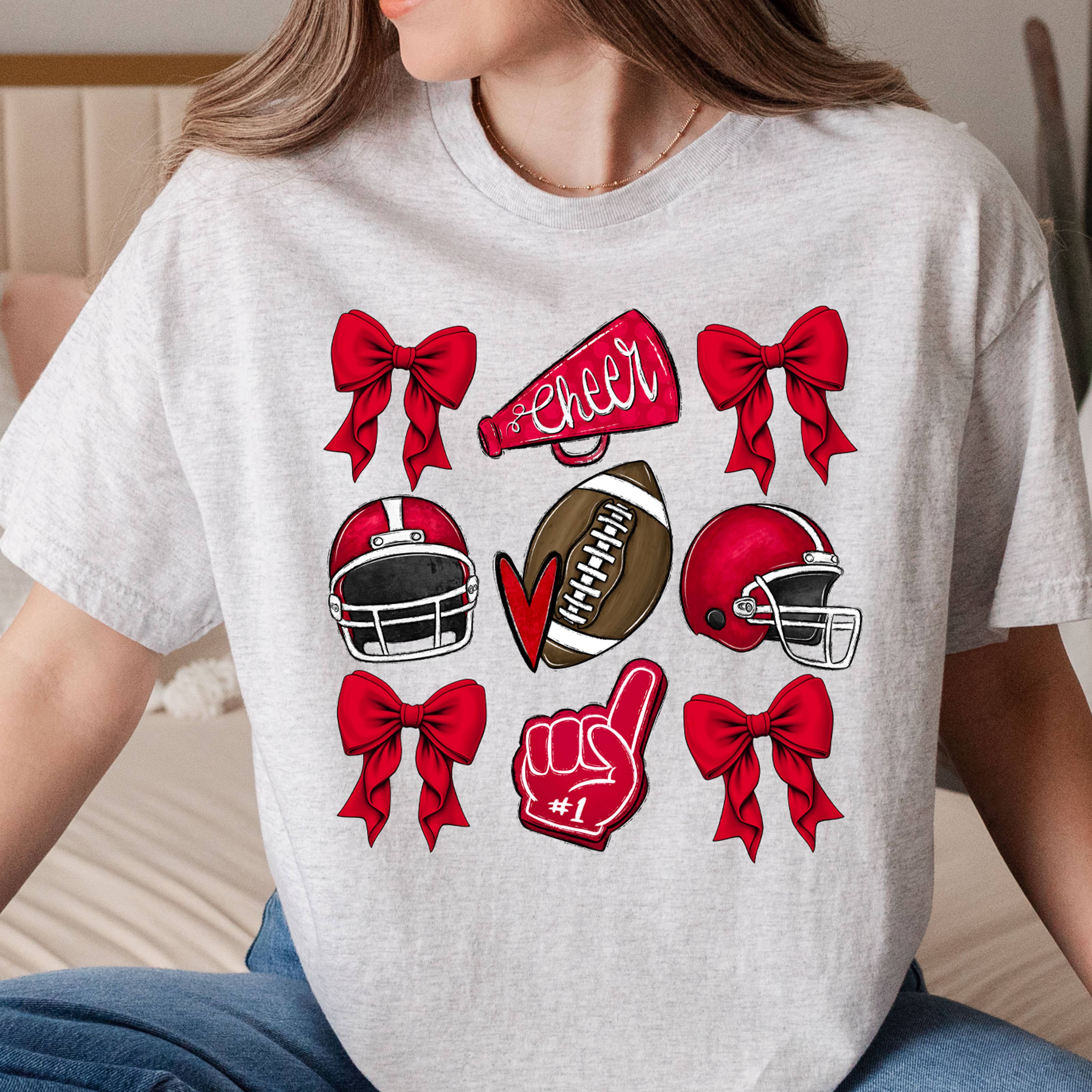 Red Cheer Bows Everyday Tee Hoodie, Sweatshirt | PodTeesHub.com