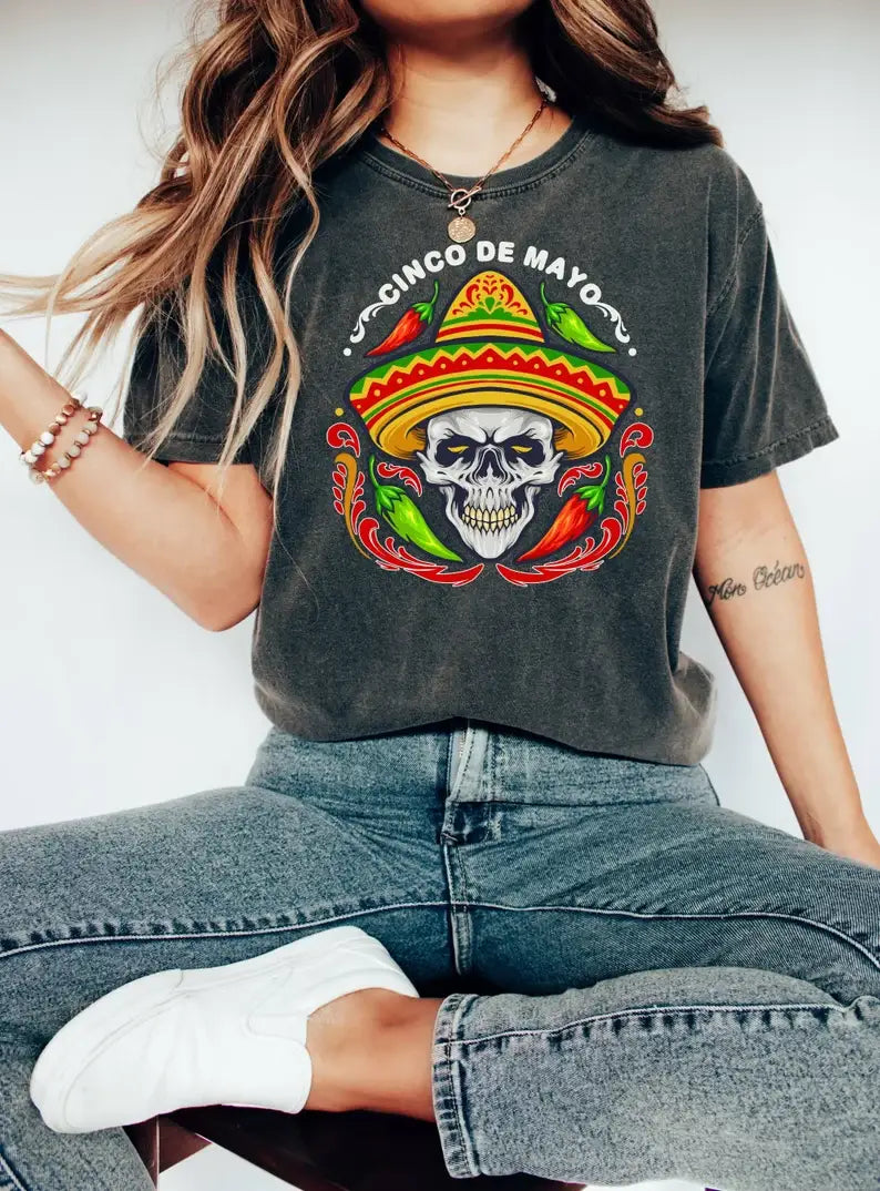 Cicno De Mayo T-Shirt, Skull Shirt, Skeleton Shirt Hoodie, Sweatshirt | PodTeesHub.com