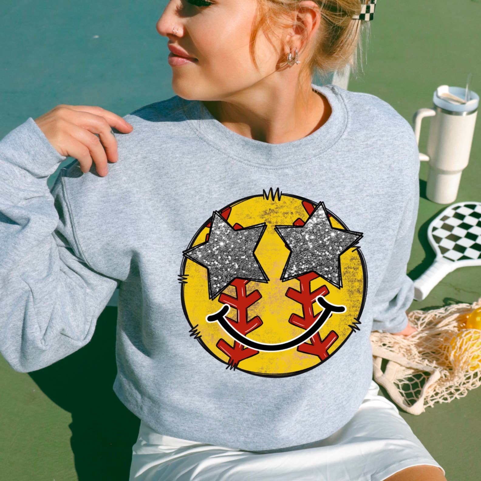 Softball Face  Graphic Sweatshirt | Softball Sweatshirt T-Shirts, Hoodie | PodTeesHub.com