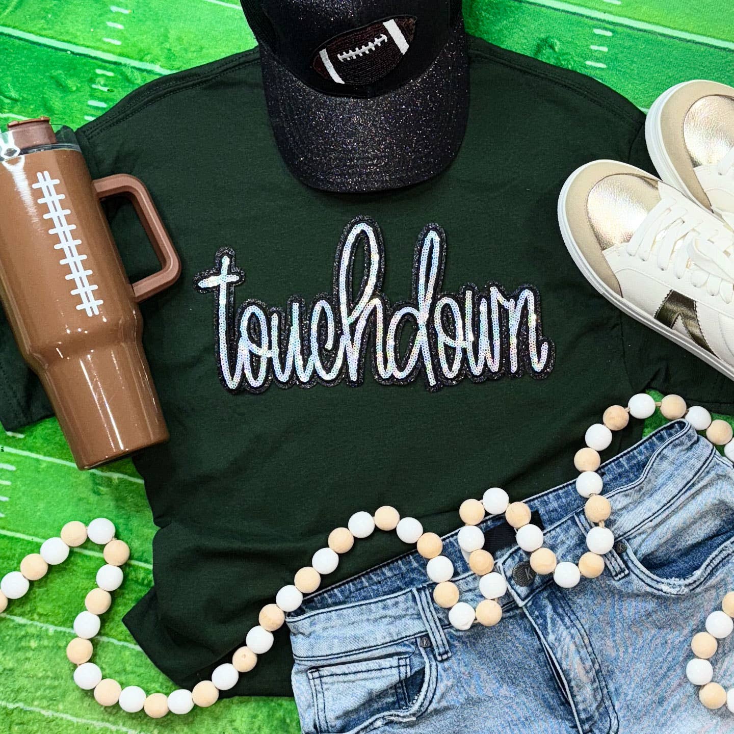 Sequin Touchdown Tee Hoodie, Sweatshirt | PodTeesHub.com