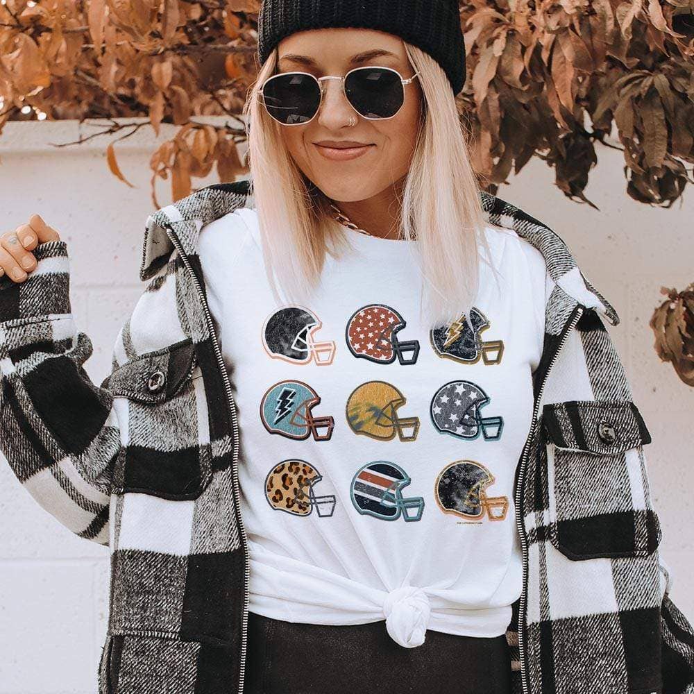 Football Helmet Collection - White Tee Hoodie, Sweatshirt | PodTeesHub.com