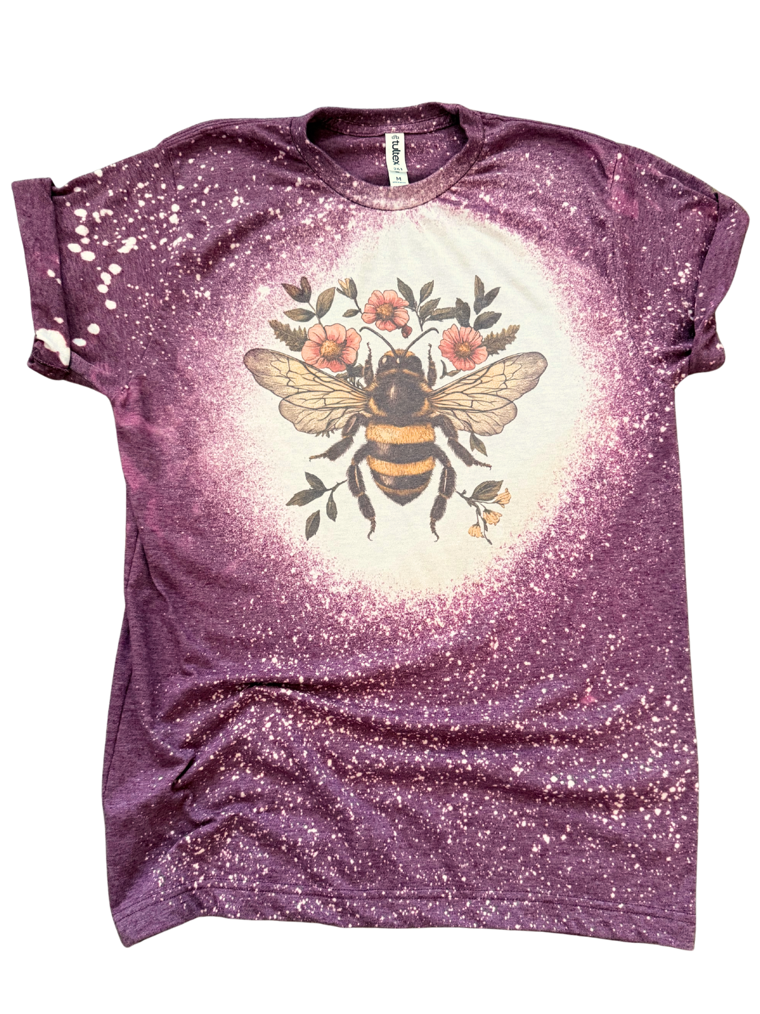 Bee + Blooms - Bleached Tee Hoodie, Sweatshirt | PodTeesHub.com