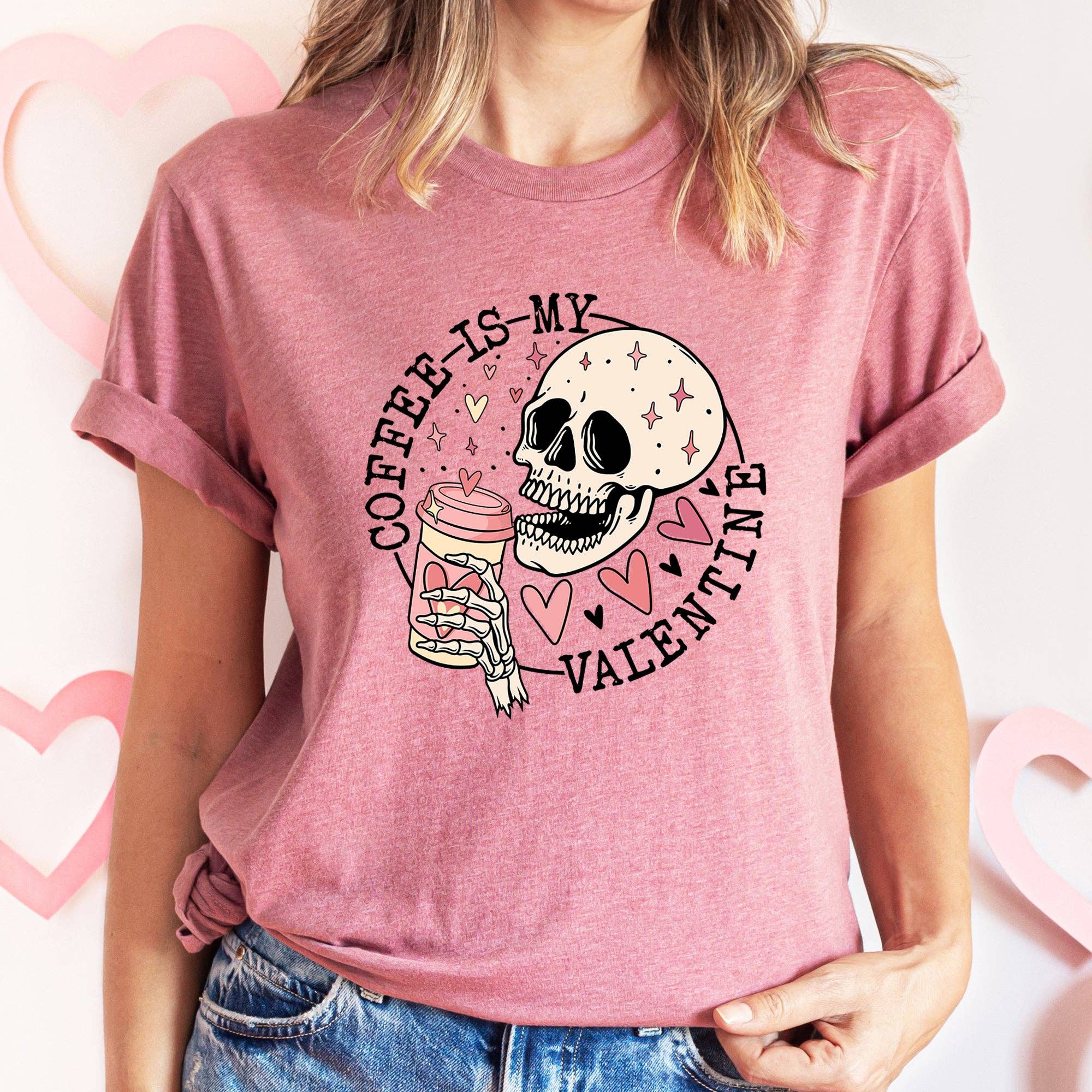 Coffee Is My Valentine, Skeleton, Caffeine, Super Soft Tshirt, Valentine's Day Hoodie, Sweatshirt | PodTeesHub.com