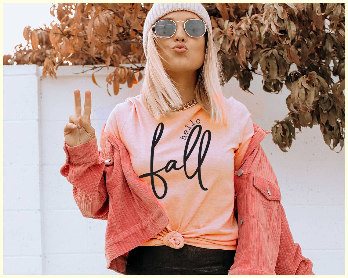 Hello Fall - Cute Fall Pumpkin Thanksgiving Shirt Hoodie, Sweatshirt | PodTeesHub.com