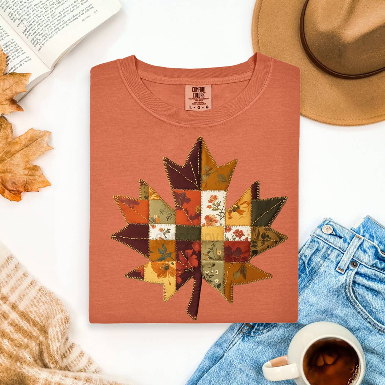Patchwork Fall Leaf Tee Hoodie, Sweatshirt | PodTeesHub.com