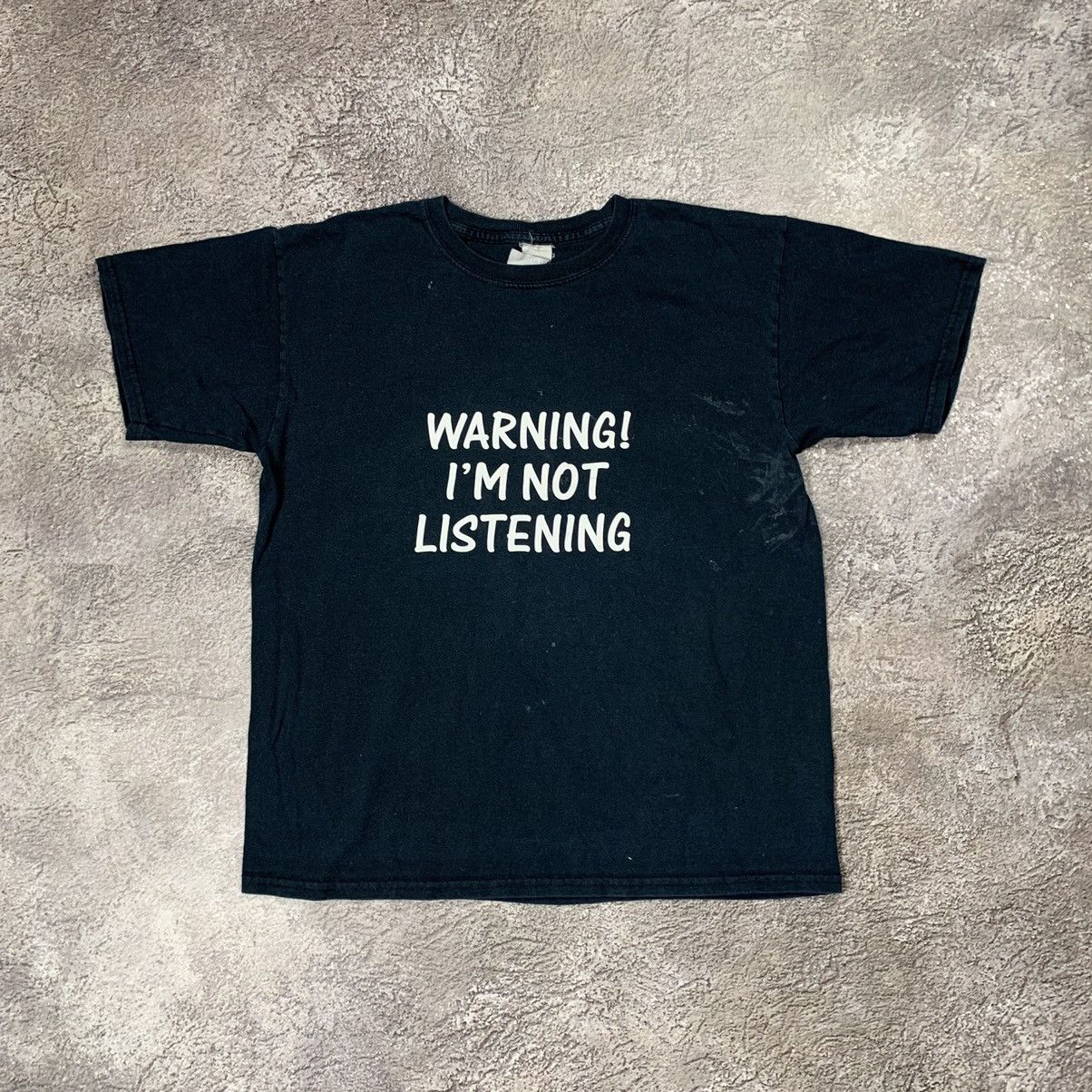 Band Vintage Y2k Warning Im Not Listening Slogan Funny T-Shirts, Hoodie, Sweatshirt