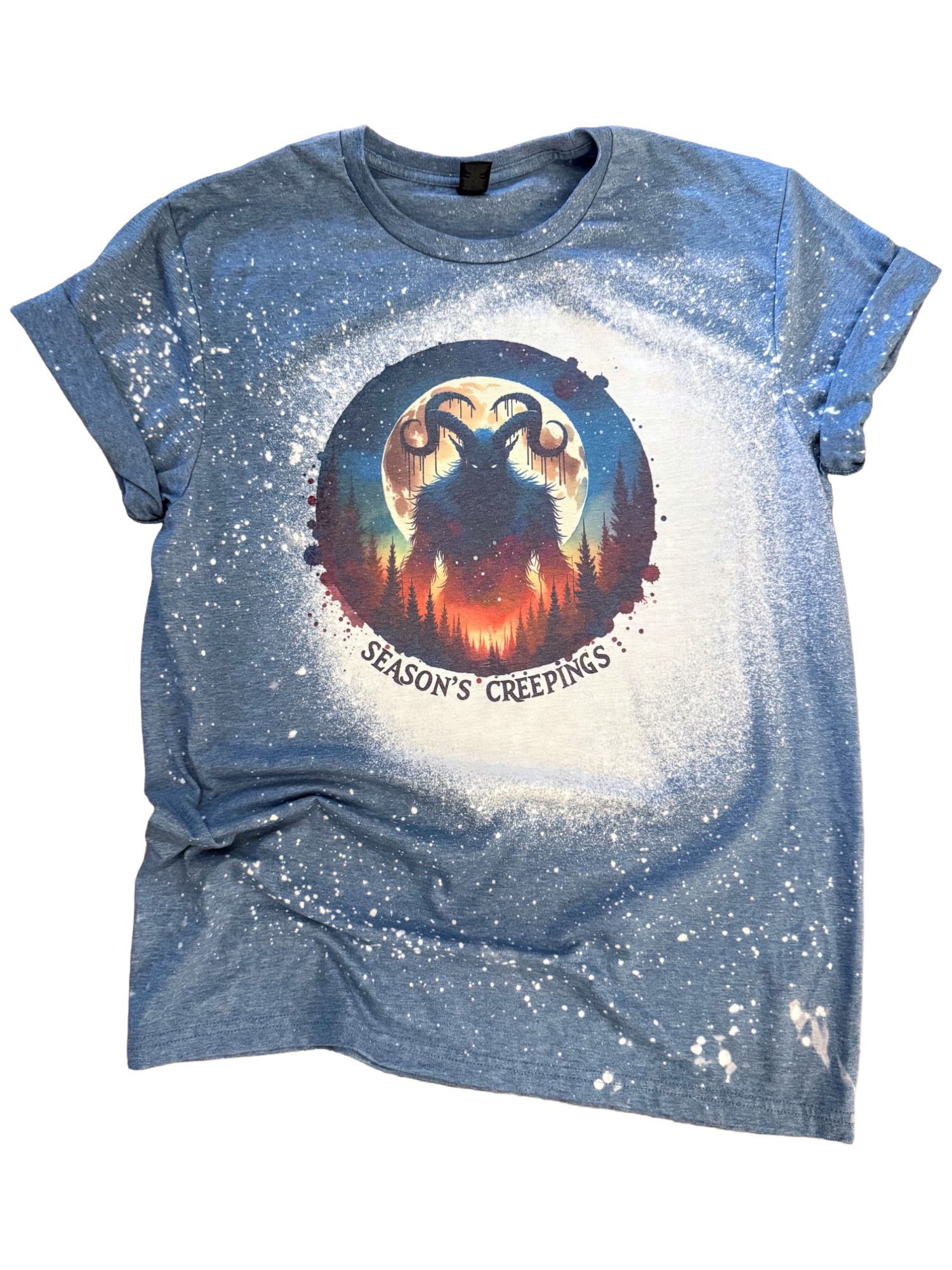 Season’S Creepings – Krampus Holiday Bleached Tee Hoodie, Sweatshirt | PodTeesHub.com