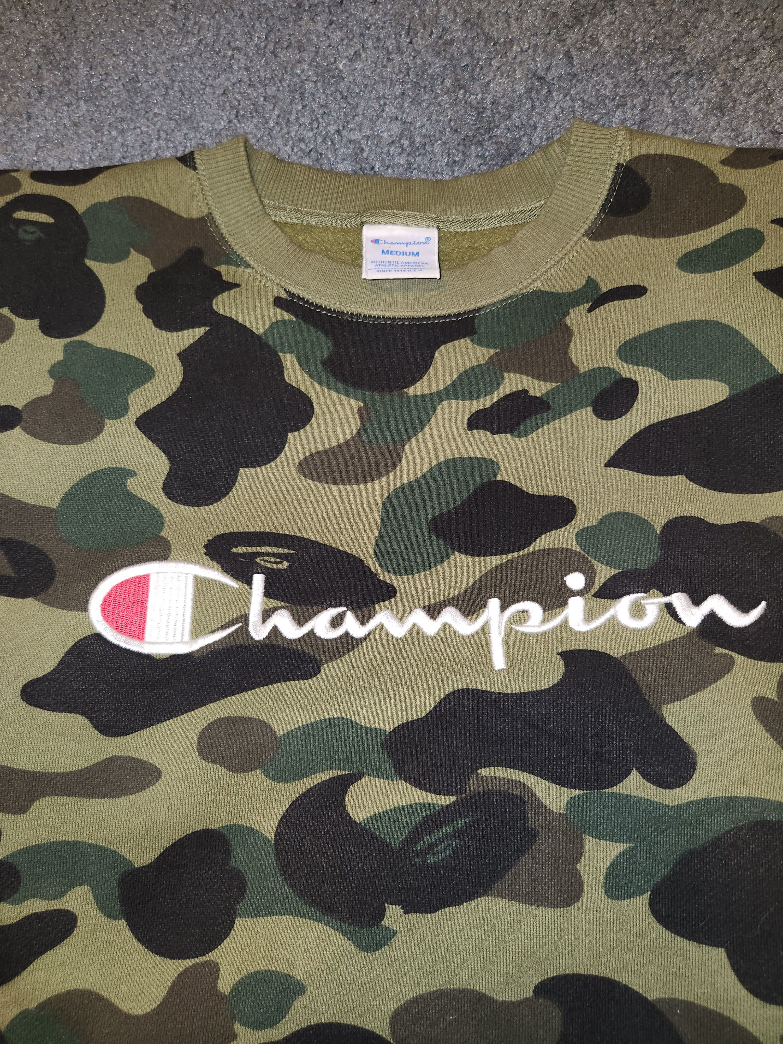 Bape X Champion 1st Camo Crewneck T-Shirts, Hoodie, Sweatshirt | PodTeesHub.com