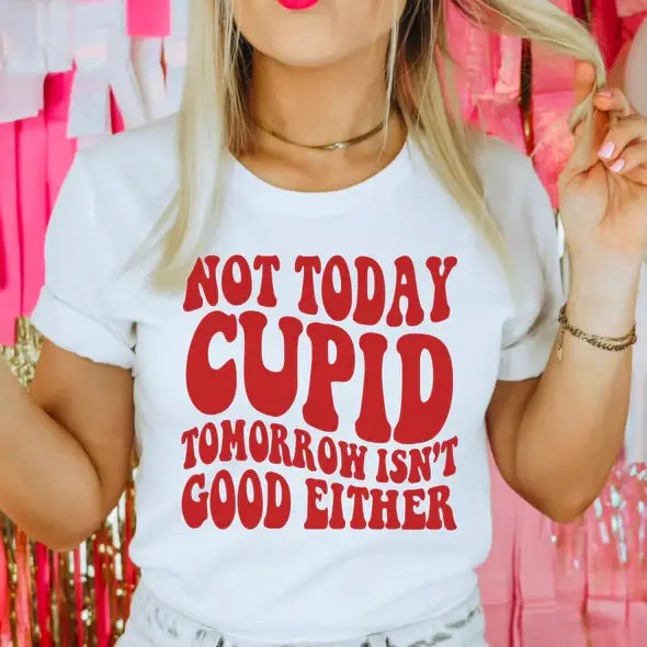 Not Today Cupid Valentine's Day  Graphic Tee | Bella Canvas Hoodie, Sweatshirt | PodTeesHub.com
