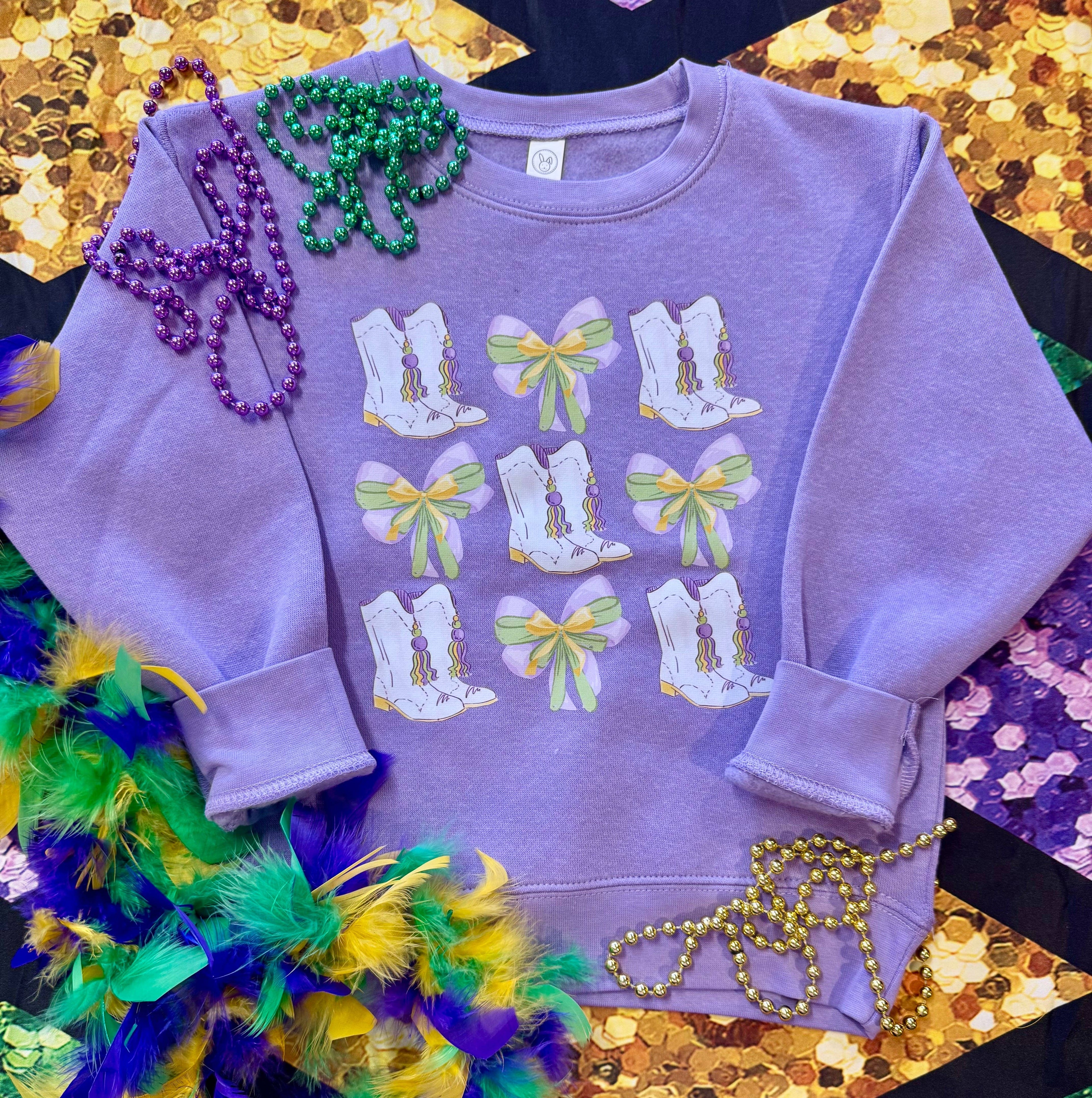 Boots & Bows Mardi Gras Sweatshirt/Tee Hoodie | PodTeesHub.com