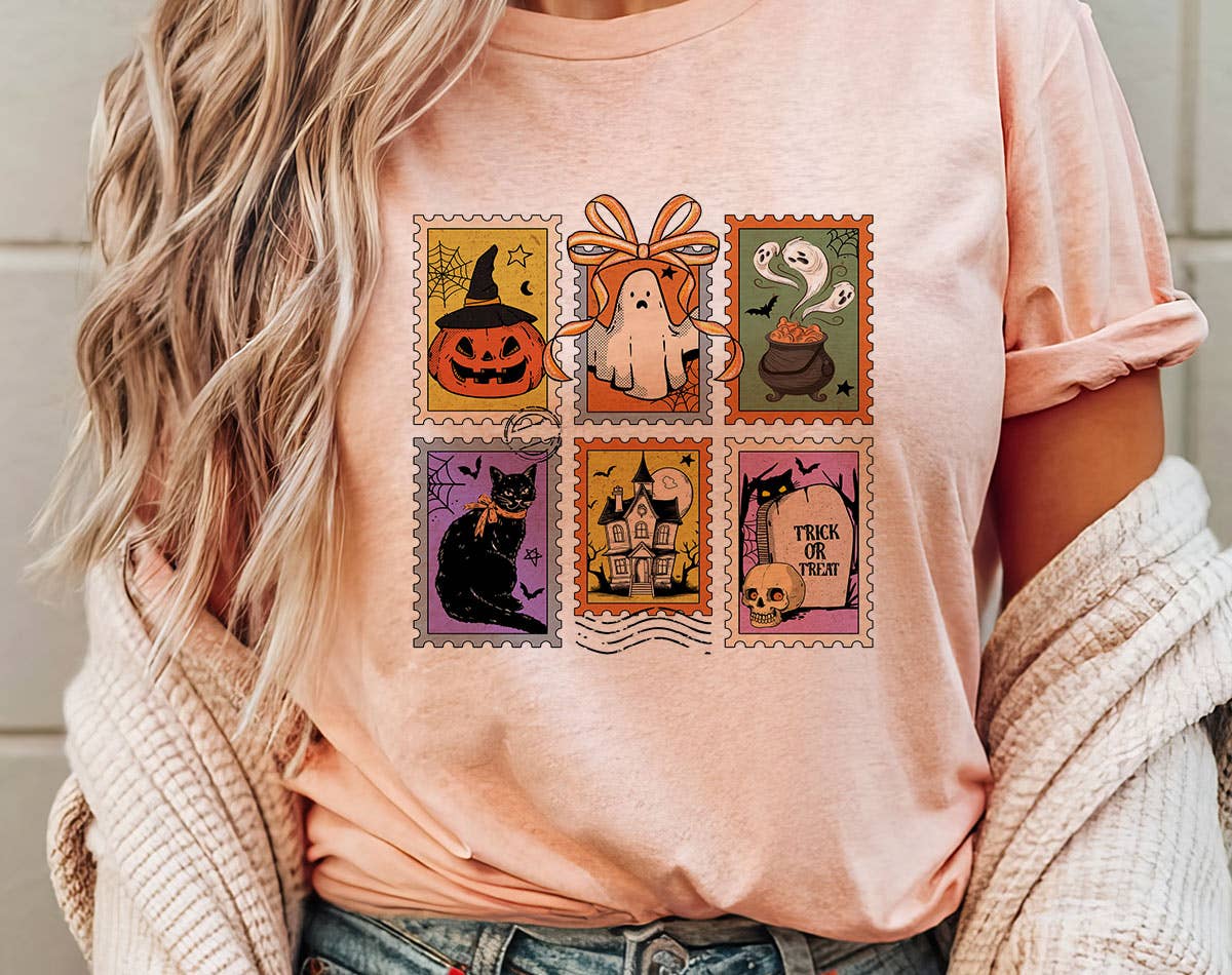 Halloween Stamps Retro Pumpkin - Halloween Graphic T-Shirt Hoodie, Sweatshirt | PodTeesHub.com