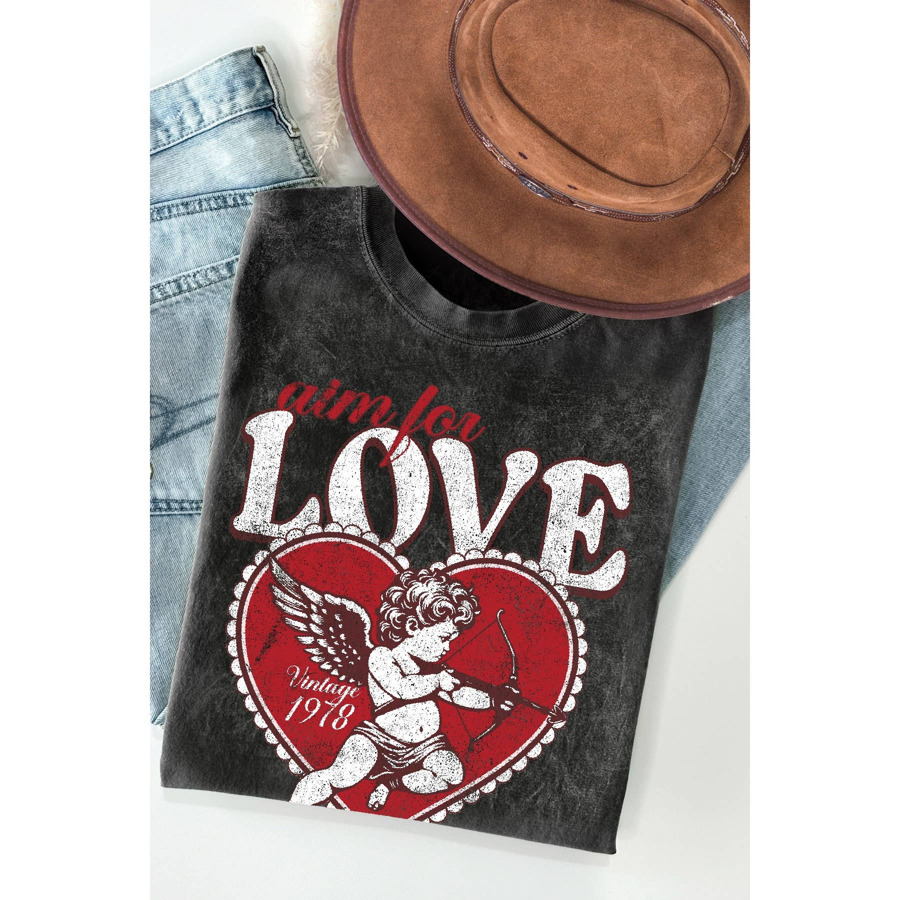 Cupid Aim For Love Mineral Wash T Shirt Hoodie, Sweatshirt | PodTeesHub.com