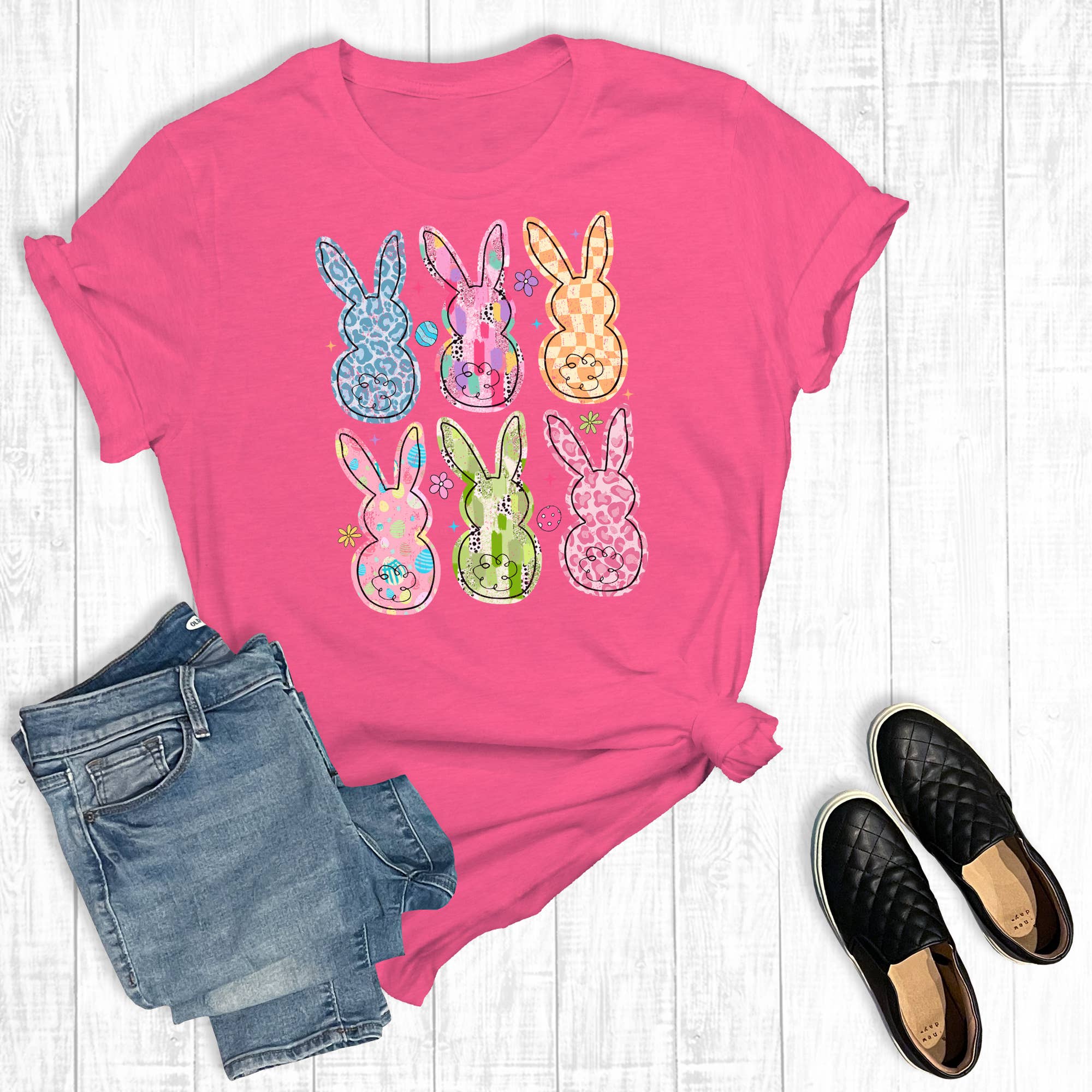 Colorful Easter Bunnies Graphic Tee Hoodie, Sweatshirt | PodTeesHub.com