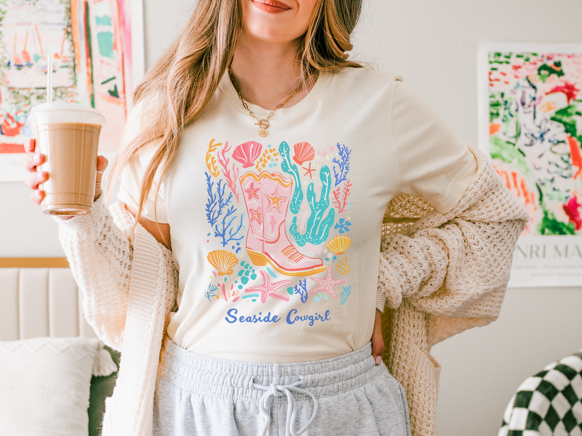 Seaside Cowgirl Graphic Tee | Summer Tee Hoodie, Sweatshirt | PodTeesHub.com
