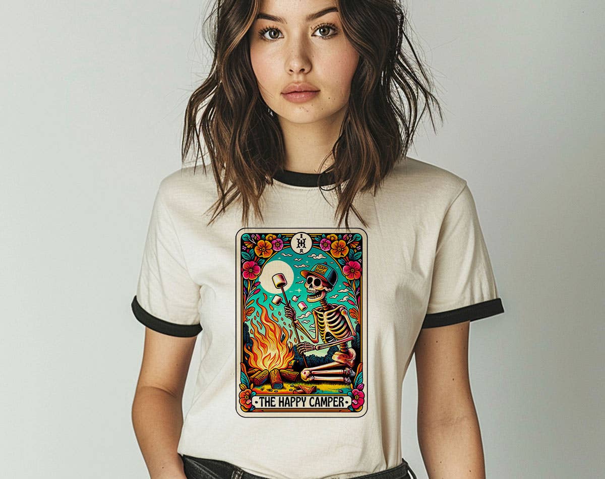 The Happy Camper Tarot - Hiking Mountain Ringer Shirt Hoodie, Sweatshirt | PodTeesHub.com