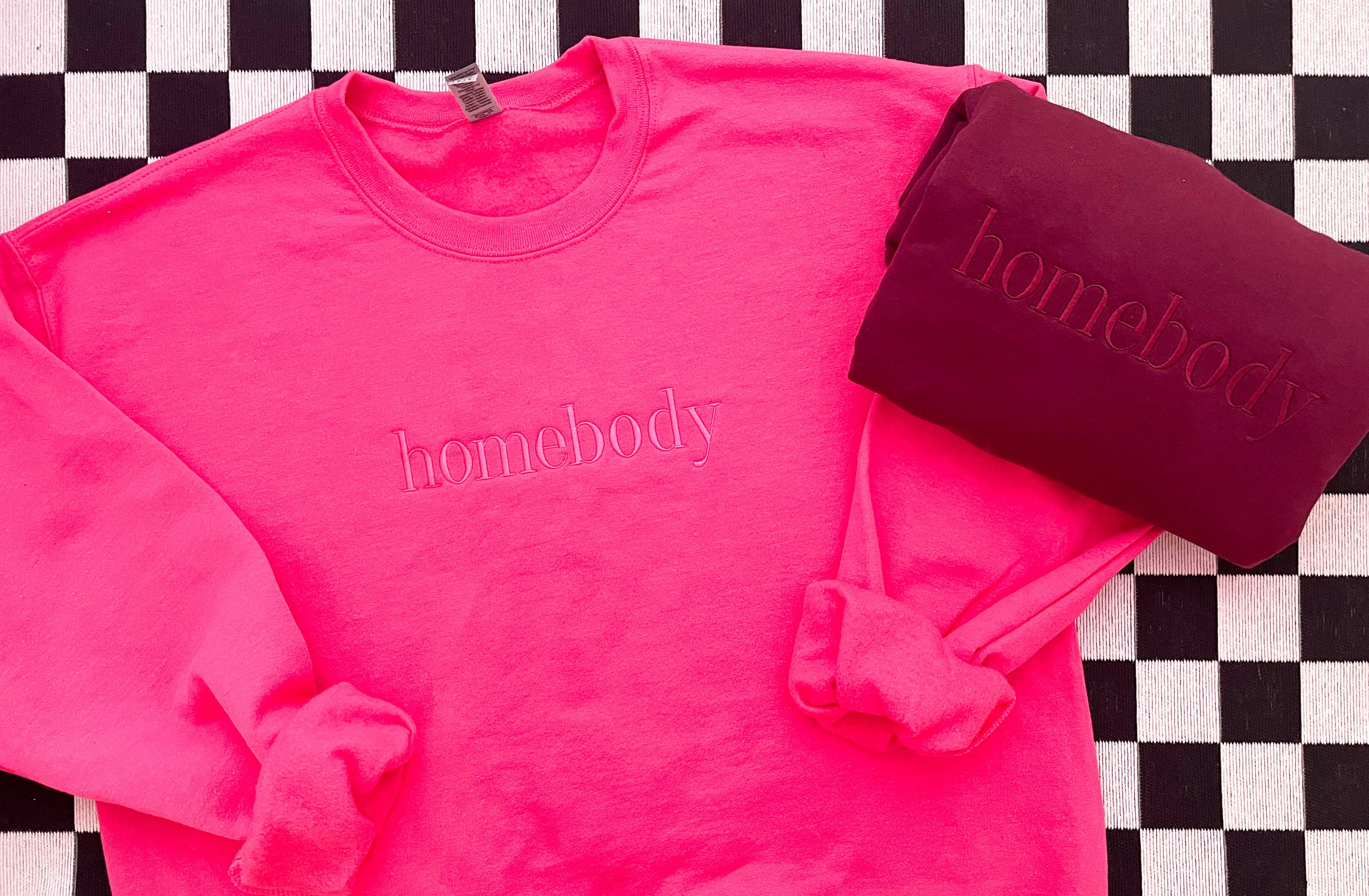 Homebody Embroidered Crewneck | Monochromatic Sweatshirt T-Shirts, Hoodie | PodTeesHub.com