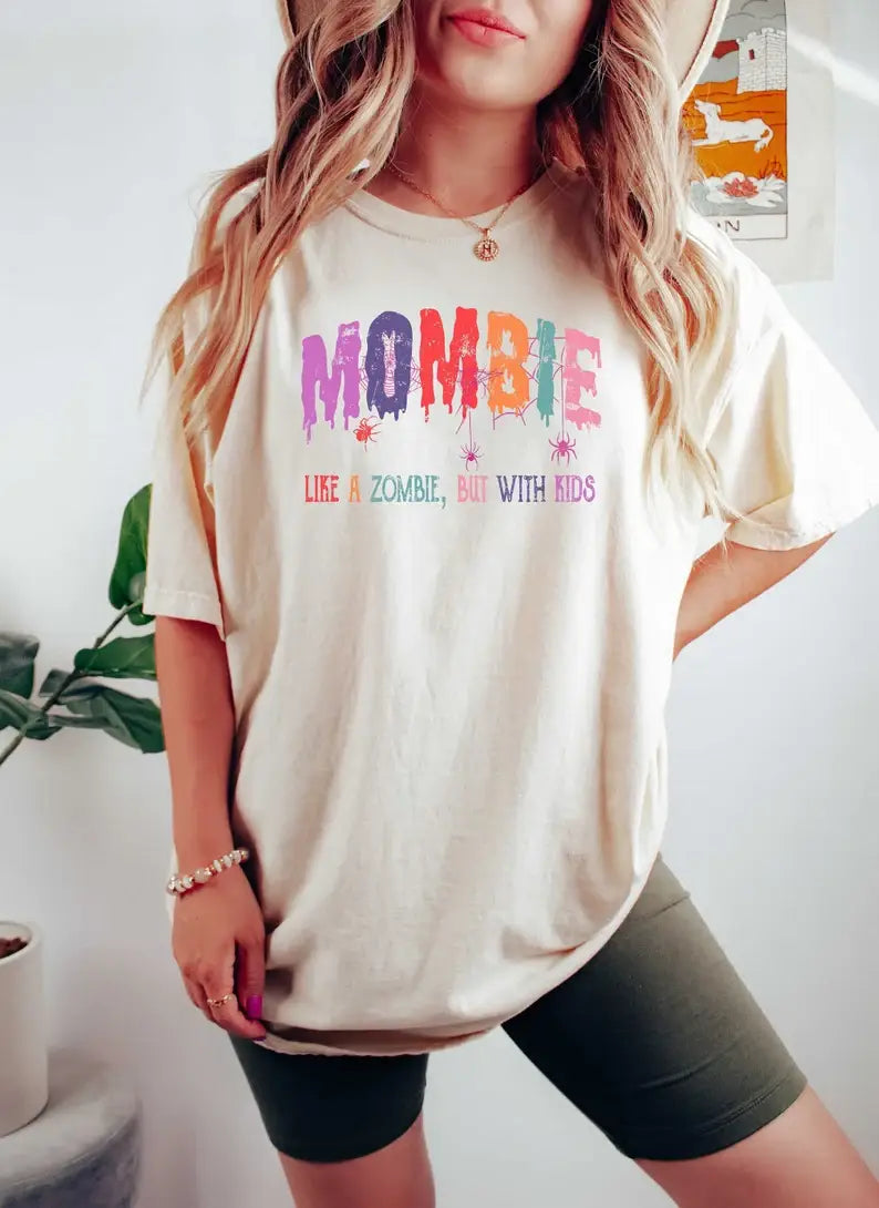 Mombie T-Shirt, Spooky Mama Tee, Gift For Mother Hoodie, Sweatshirt | PodTeesHub.com