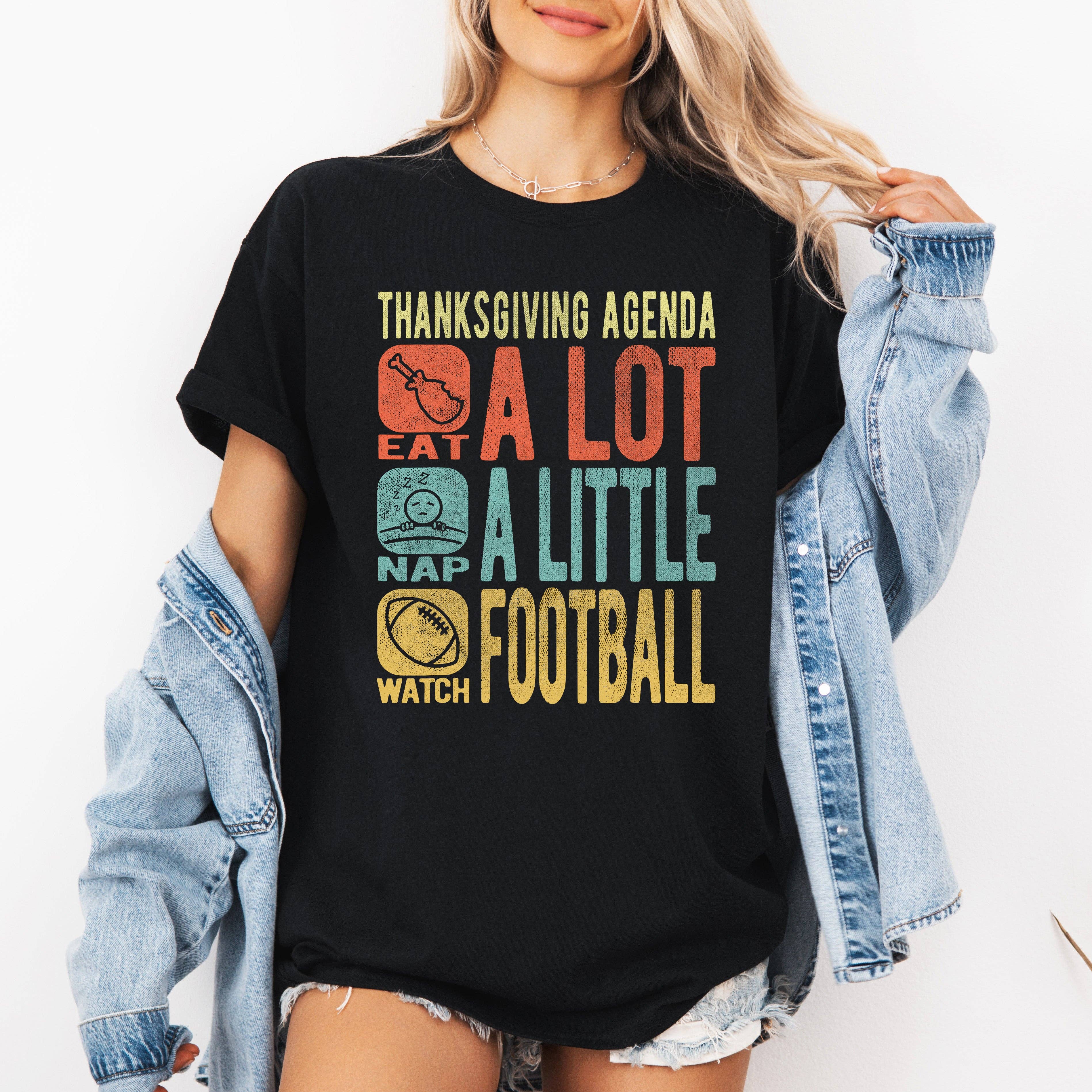 Thanksgiving Agenda, Turkey, Football Autumn, Fall, Tshirt Hoodie, Sweatshirt | PodTeesHub.com