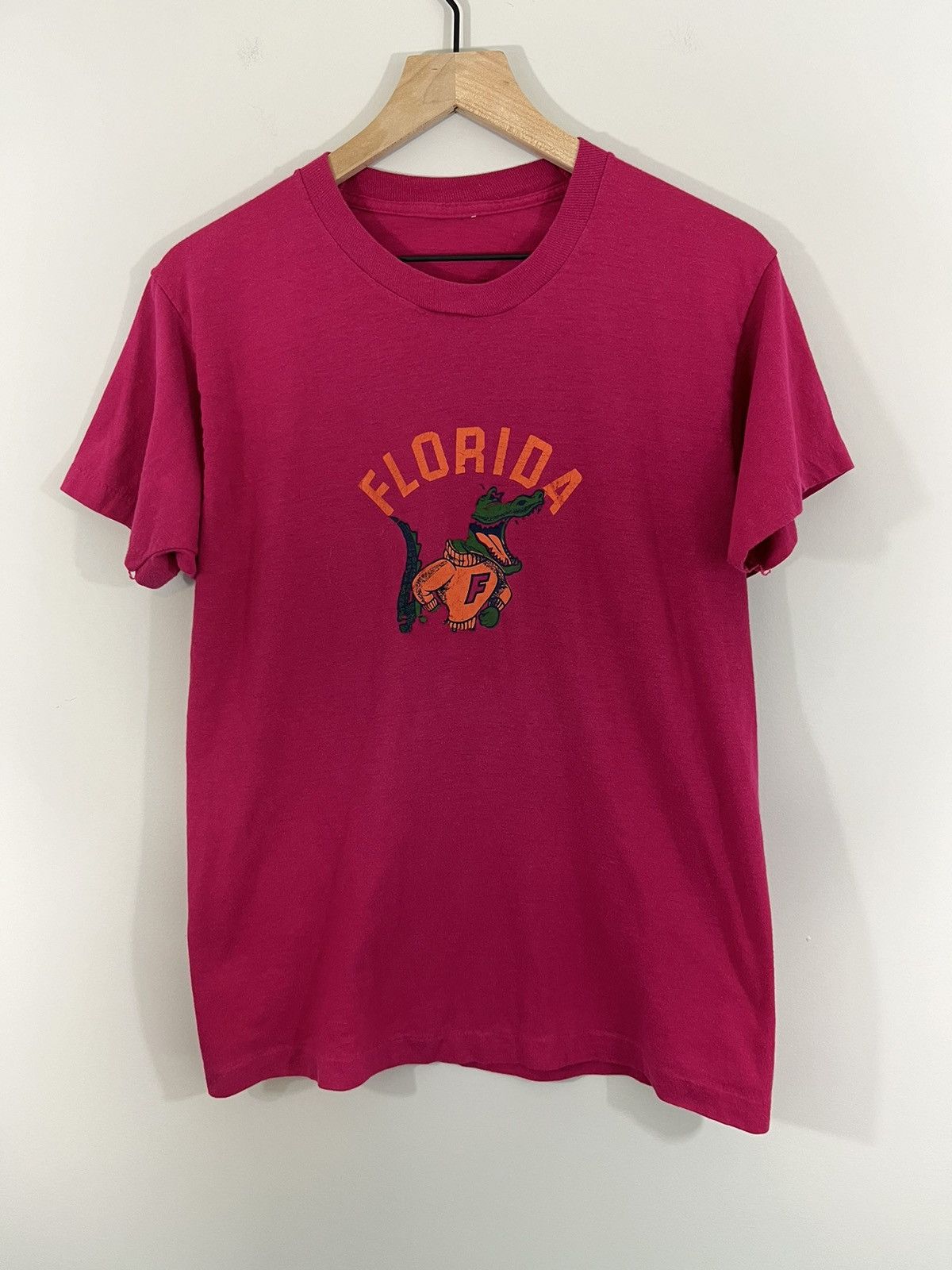 Vintage Single Stitch Florida Gators Fuchsia Distressed Tee Hoodie, Sweatshirt | PodTeesHub.com