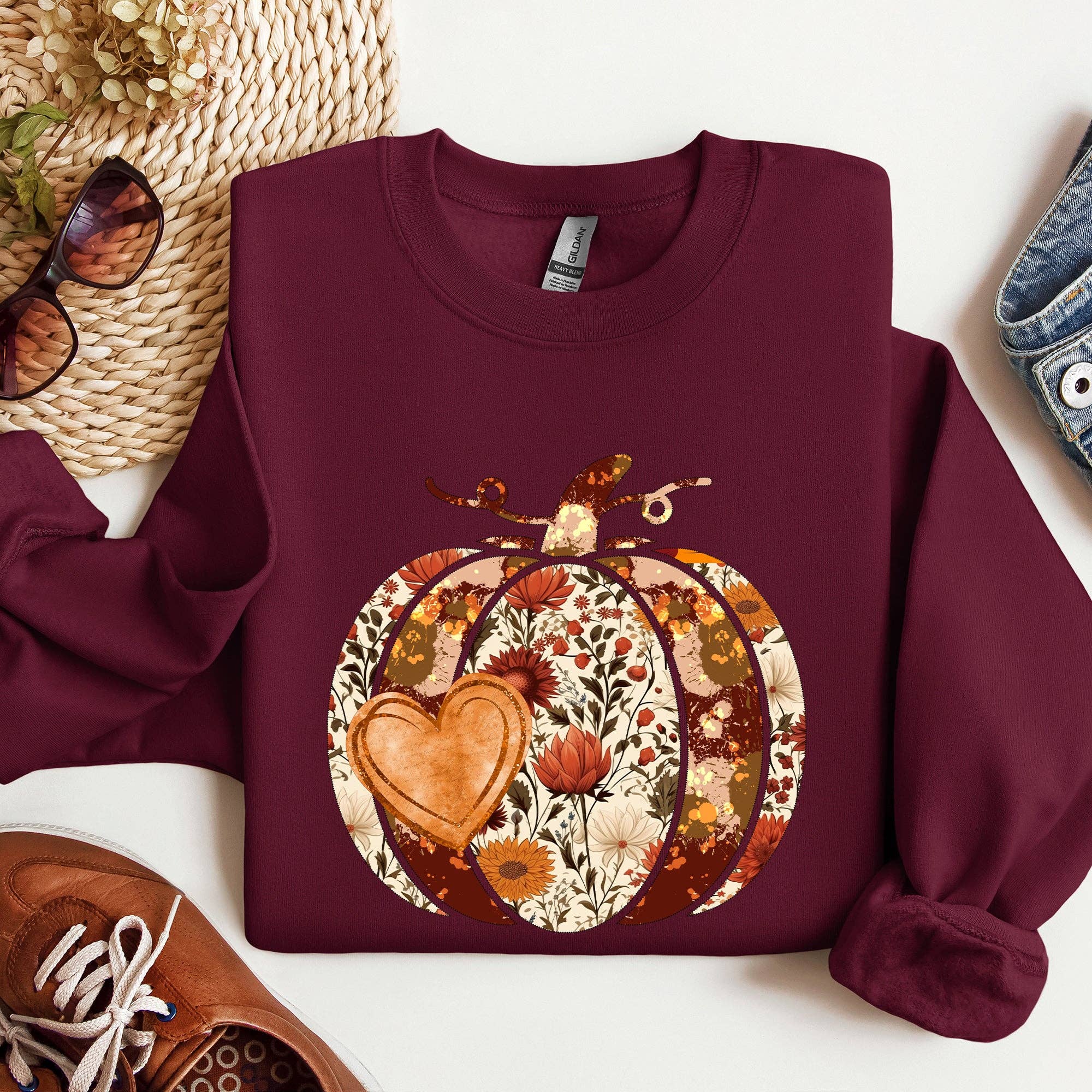 Pumpkin, Heart Thanksgiving Fall Autumn Halloween Sweatshirt T-Shirts, Hoodie | PodTeesHub.com