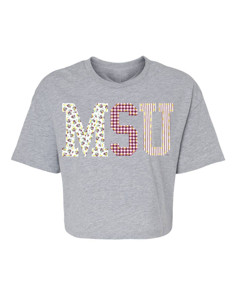 Mississippi State Quilted Puff Ink Gray Cropped Tee Hoodie, Sweatshirt | PodTeesHub.com