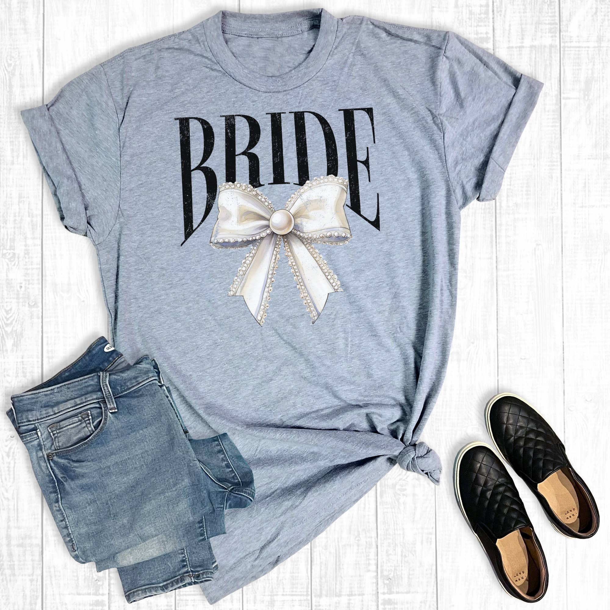 Wedding Bride Coquette Bow Graphic Tee Hoodie, Sweatshirt | PodTeesHub.com