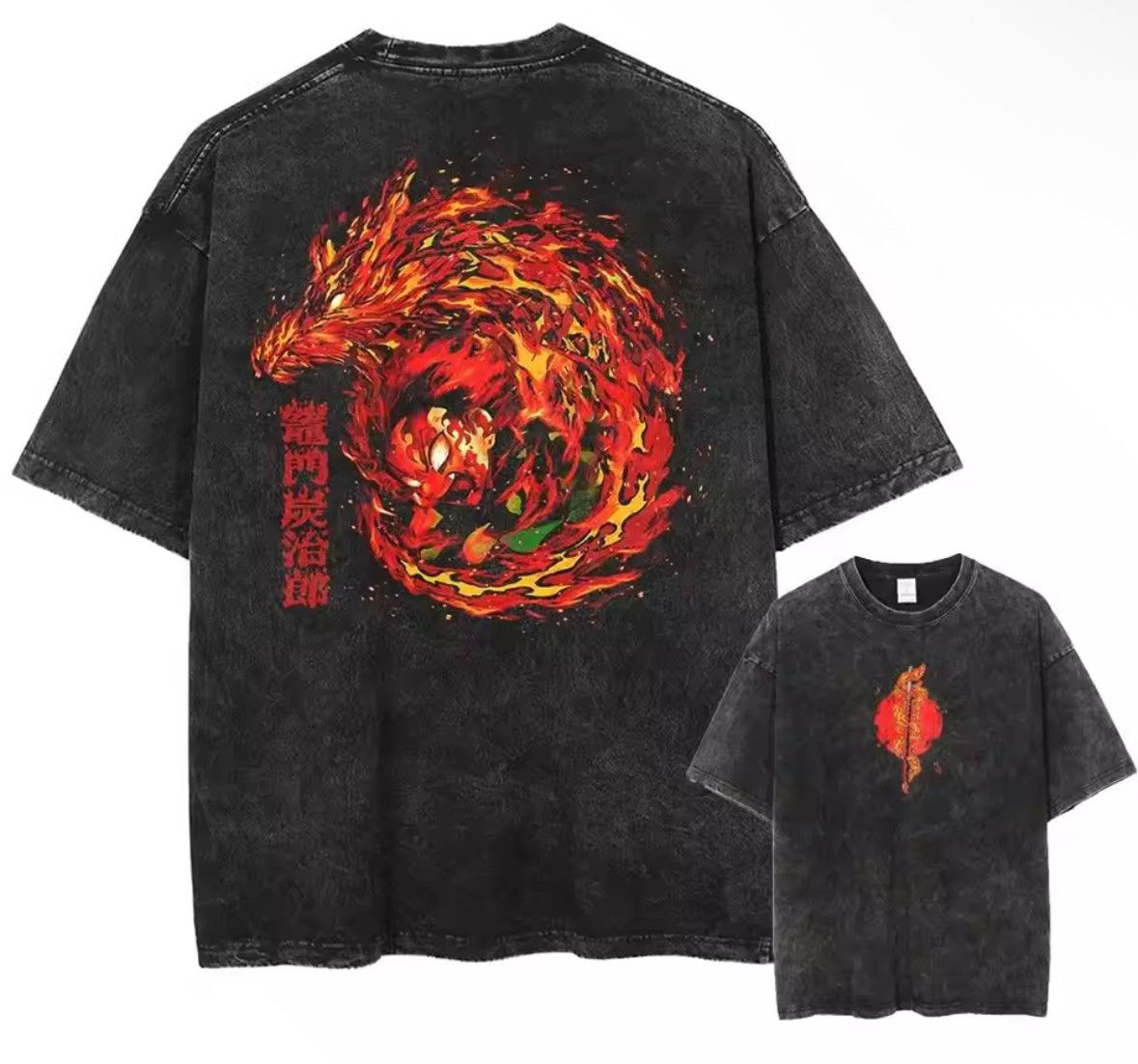 Japanese Brand Y2k Vintage Gothic Demon Fire Dragon Washed T Shirt Hoodie, Sweatshirt | PodTeesHub.com