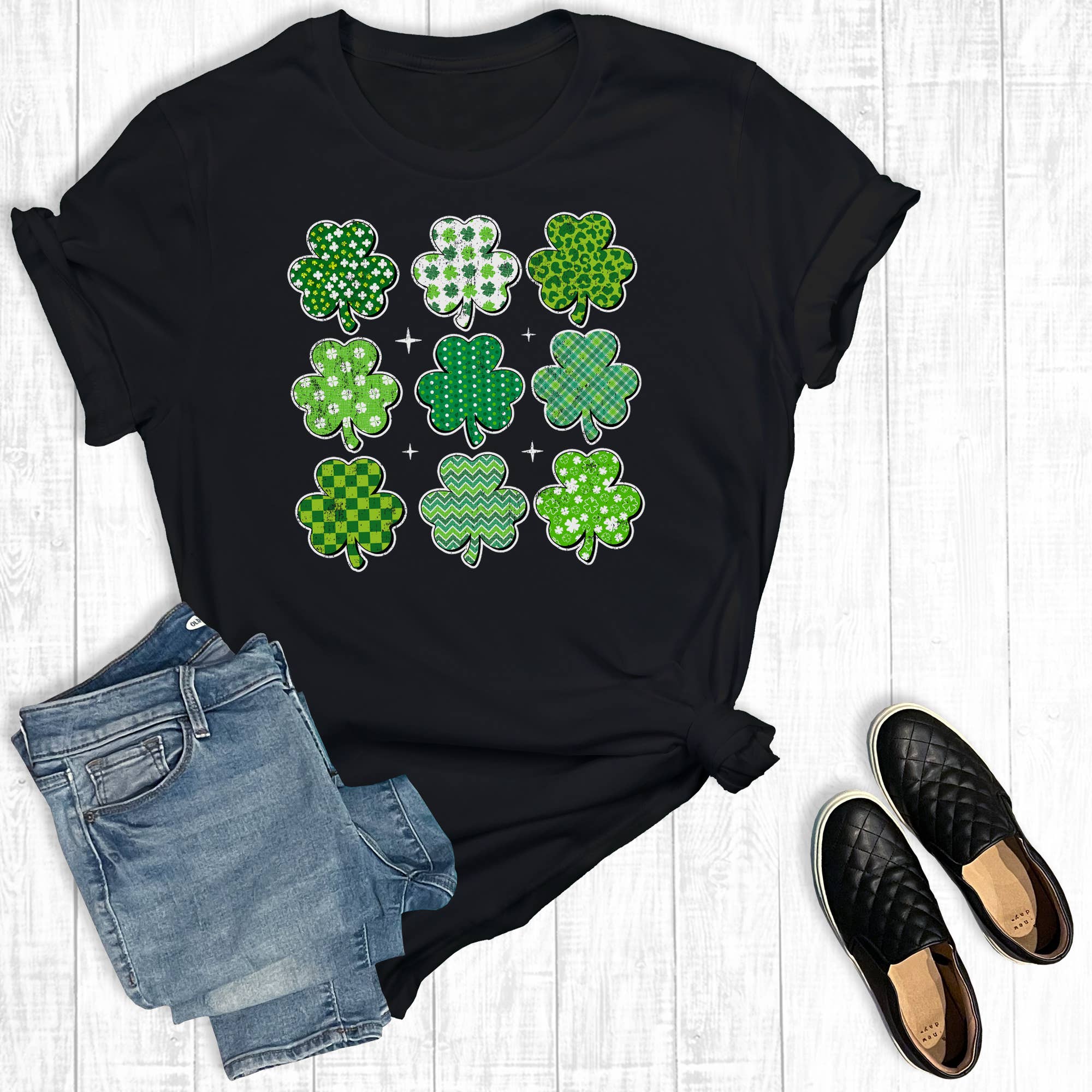 St. Patrick's Day Shamrocks Graphic Tee Hoodie, Sweatshirt | PodTeesHub.com