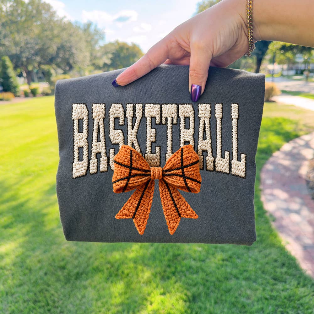 Faux Yarn Basketball Bow Tee Hoodie, Sweatshirt | PodTeesHub.com