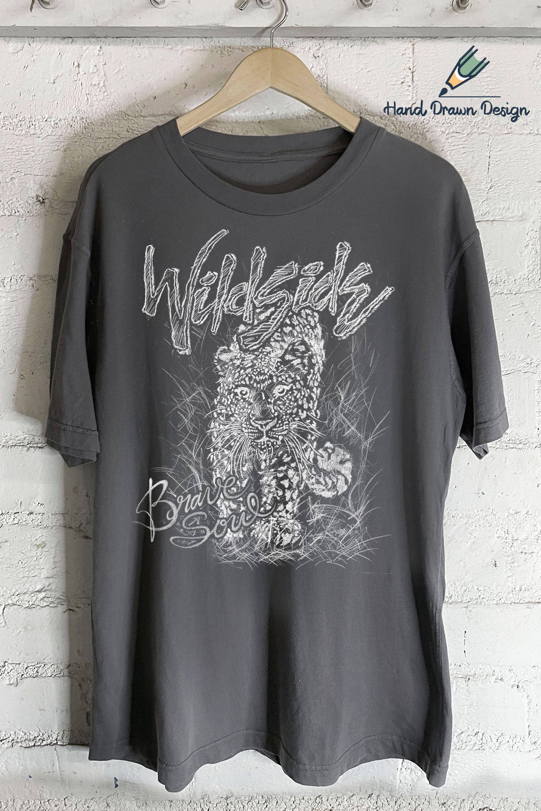 Wild Side Brave Soul-Hand Drawn (Oversized Tee) Hoodie, Sweatshirt | PodTeesHub.com
