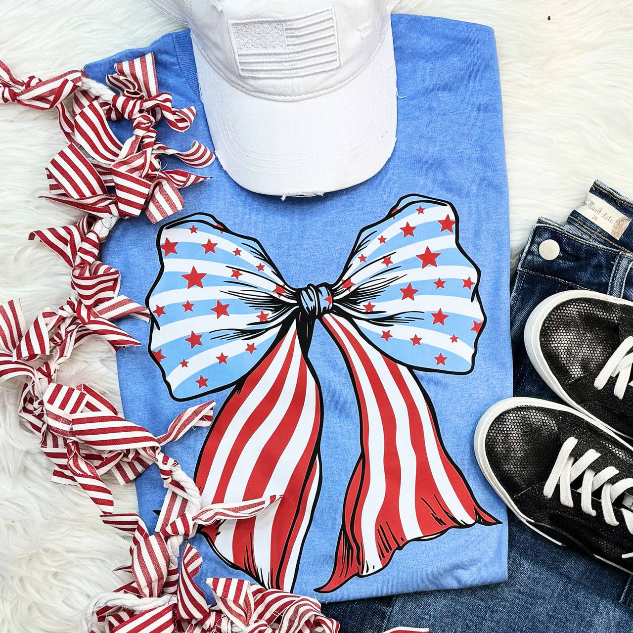 Stars and Stripes Bow Everyday Tee Hoodie, Sweatshirt | PodTeesHub.com