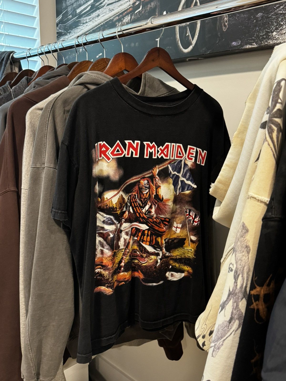 Iron Maiden X Vintage Iron Maiden Scottish Warrior 90s Black Rock Shirt 00s T-Shirts, Hoodie, Sweatshirt