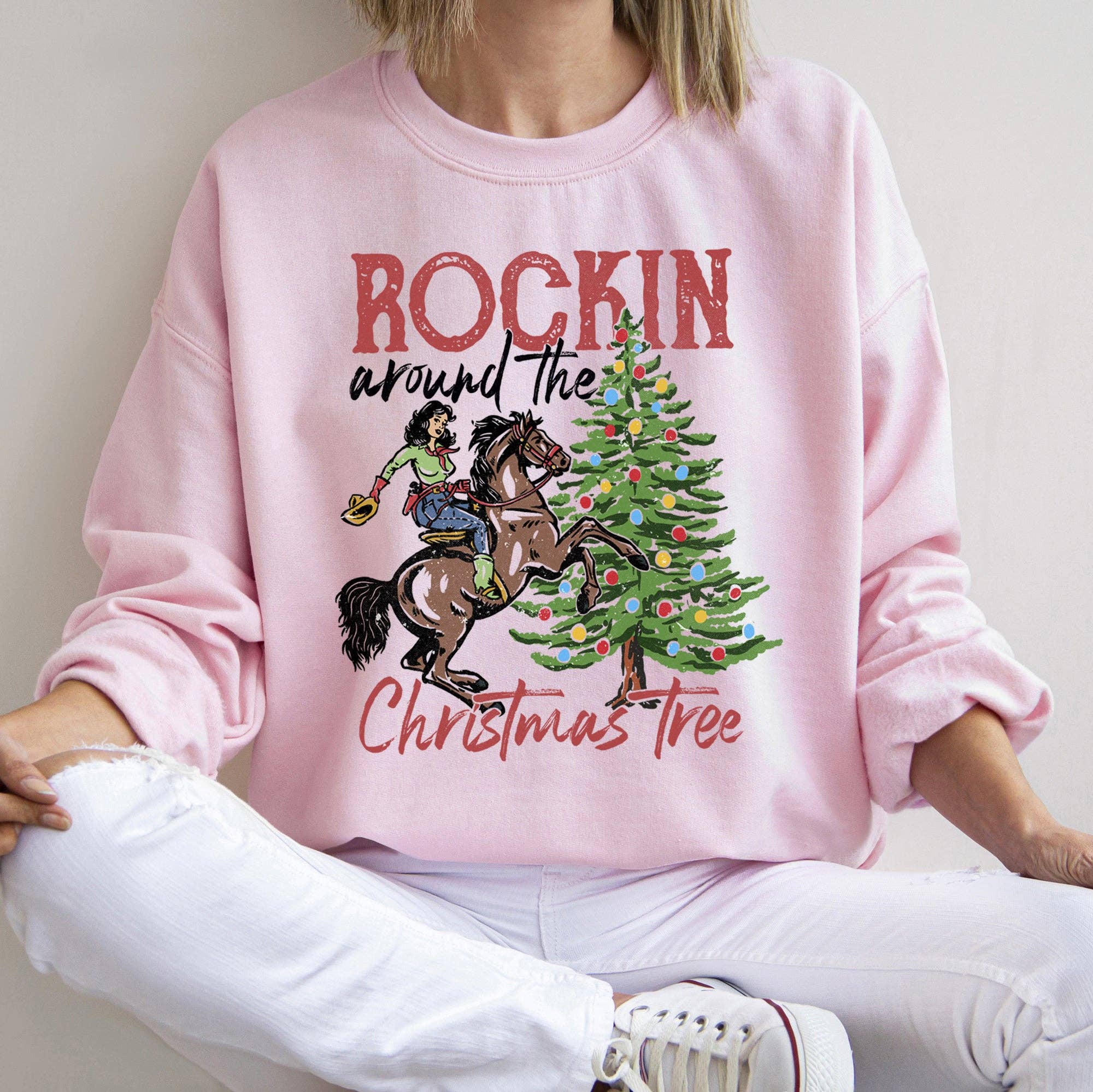 Rocking Around the Christmas Tree, Cowgirl Sweatshirt T-Shirts, Hoodie | PodTeesHub.com
