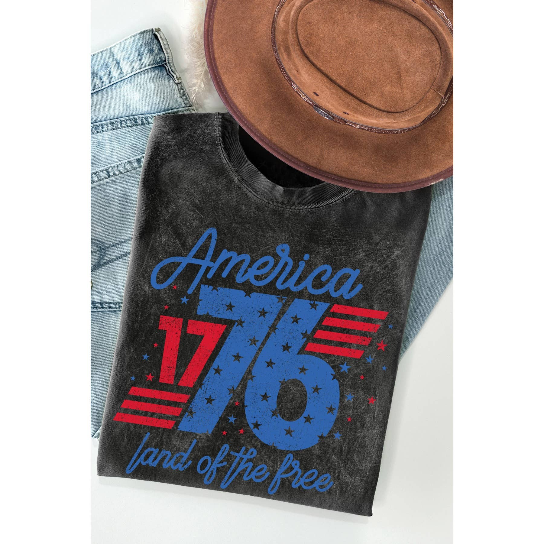 America 1776 Land of the Free Mineral Washed T Shirt Hoodie, Sweatshirt | PodTeesHub.com