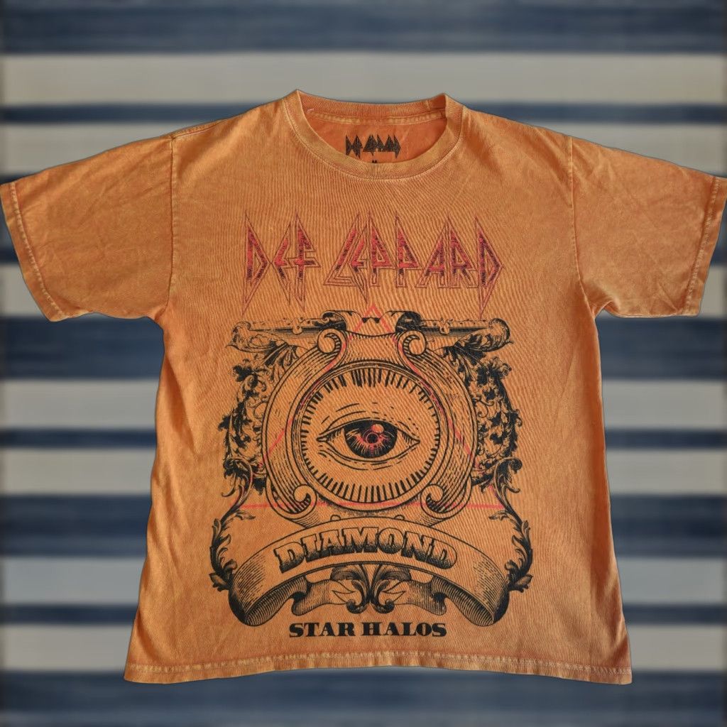 Vintage Def Leppard Diamond Star Halos Rock Band Concert Tour Orange Med Graphic T Shirt Men Hoodie, Sweatshirt