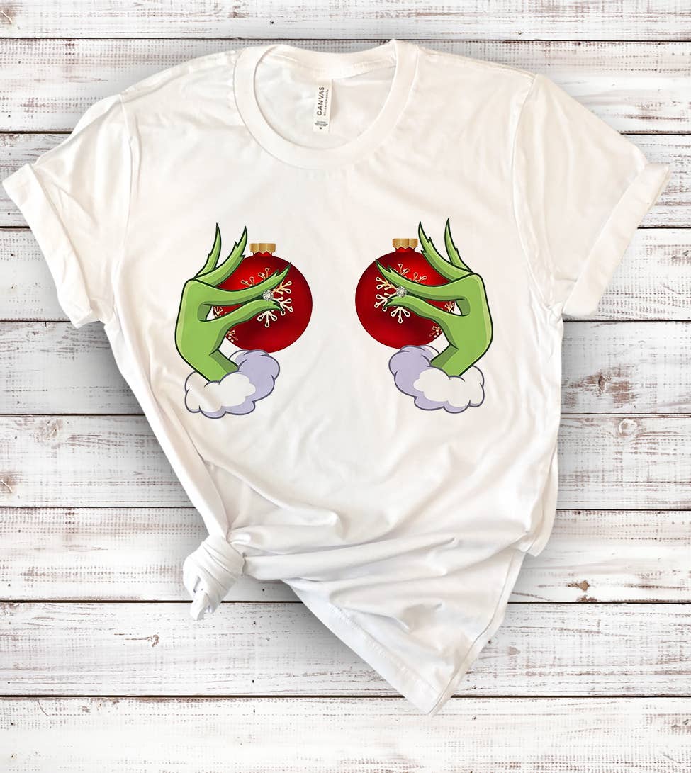 Grinch Boobs Ornament Balls - Christmas T-Shirt Hoodie, Sweatshirt | PodTeesHub.com