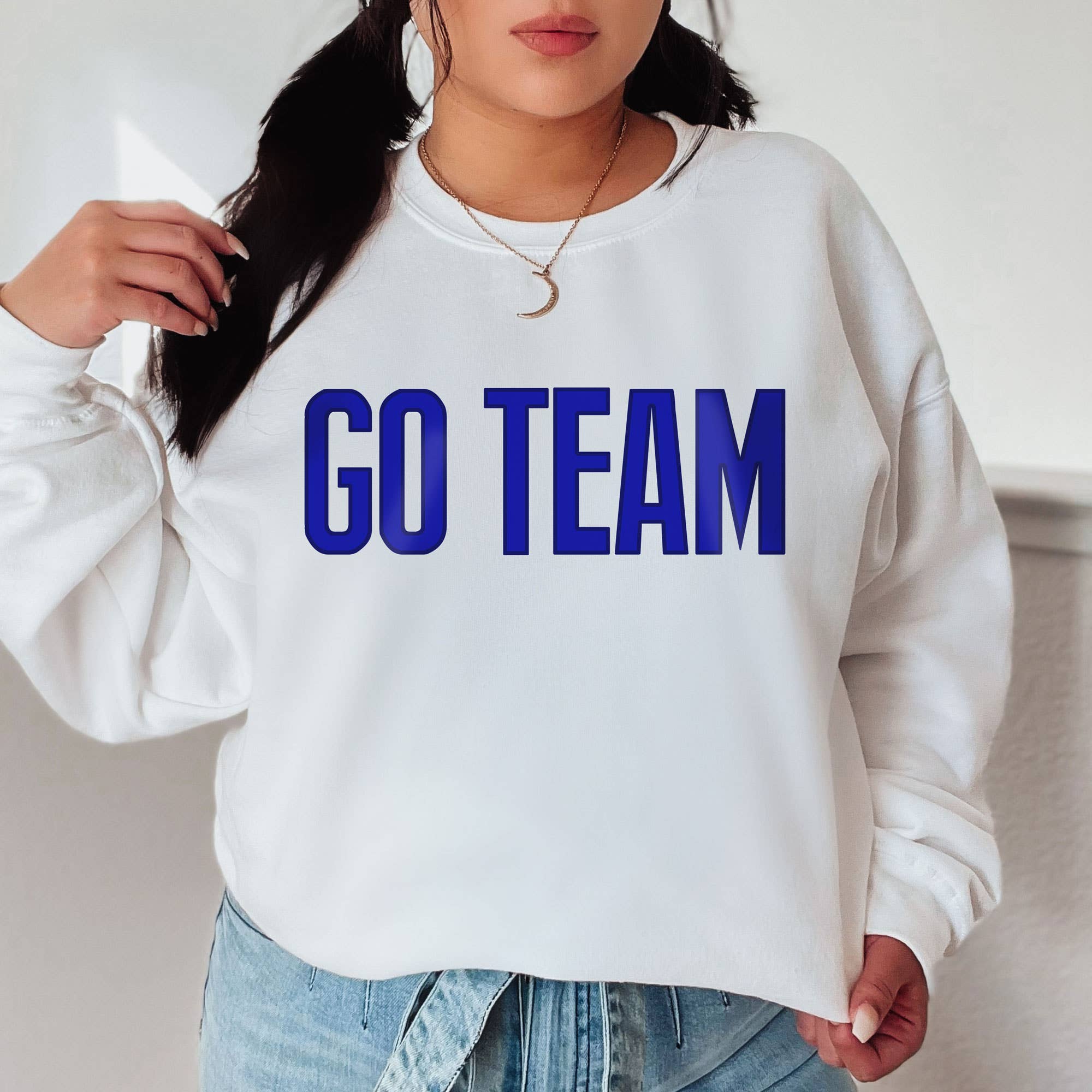 Go Team Crewneck Sweatshirt | Sports | Blue, Red & Green T-Shirts, Hoodie | PodTeesHub.com