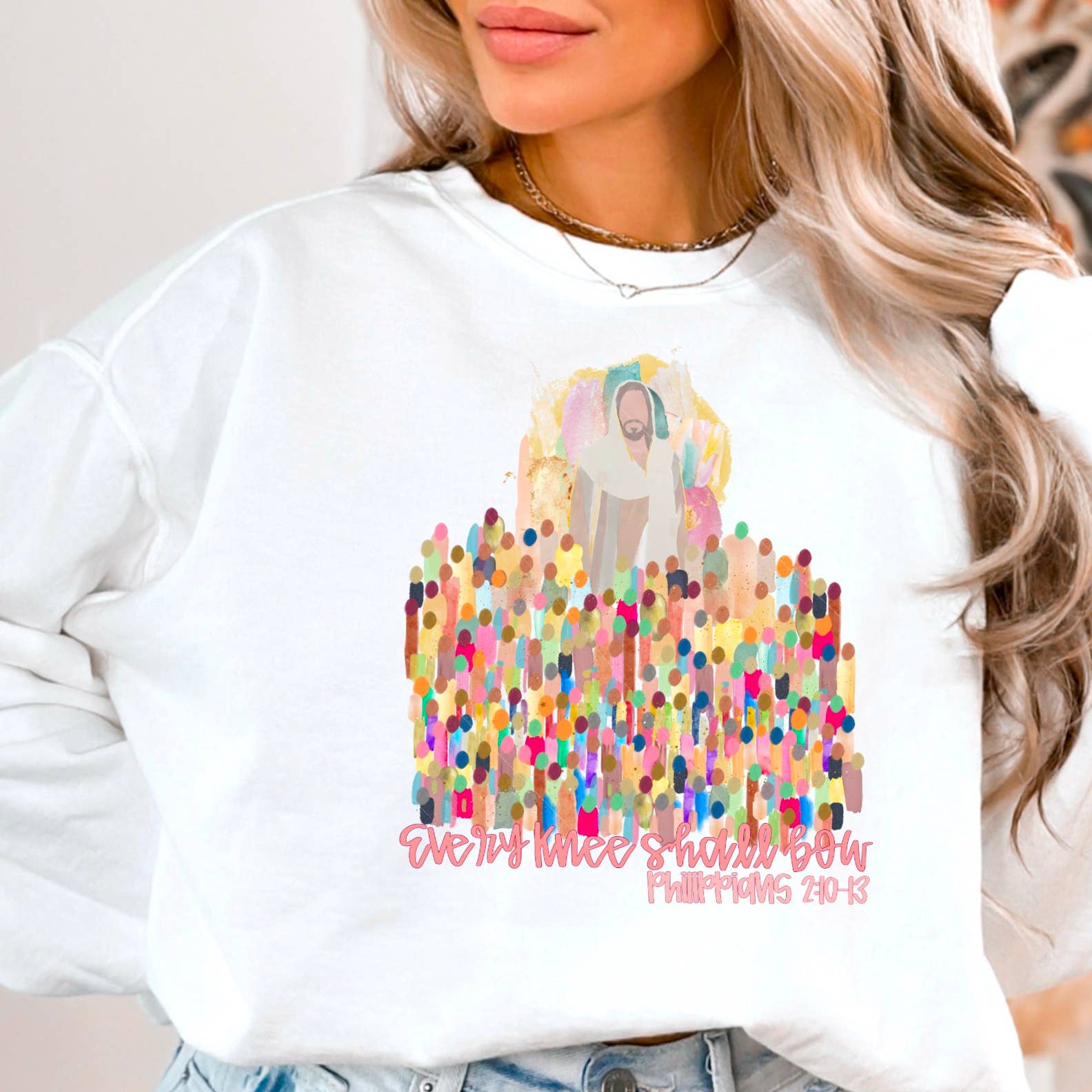 Every Knee Shall Bow  Graphic Sweatshirt | Christian Apparel T-Shirts, Hoodie | PodTeesHub.com