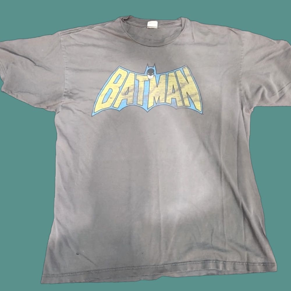 Large Gray Retro Logo Short Sleeve Graphic Tee Destressed Hoodie, Sweatshirt | PodTeesHub.com