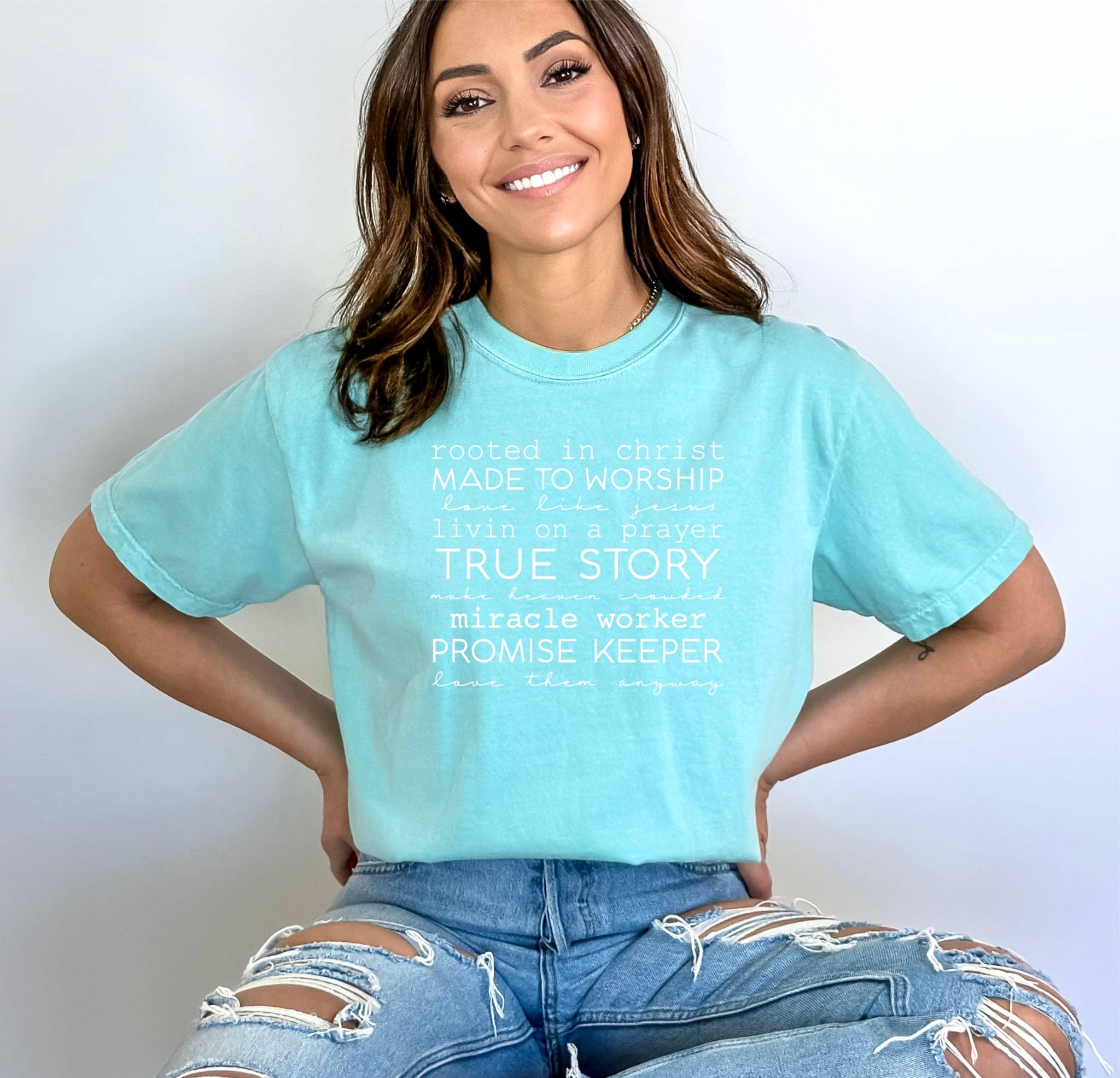 New Rooted in Christ Mint Spring Comfort Colors Graphic Tee Hoodie, Sweatshirt | PodTeesHub.com