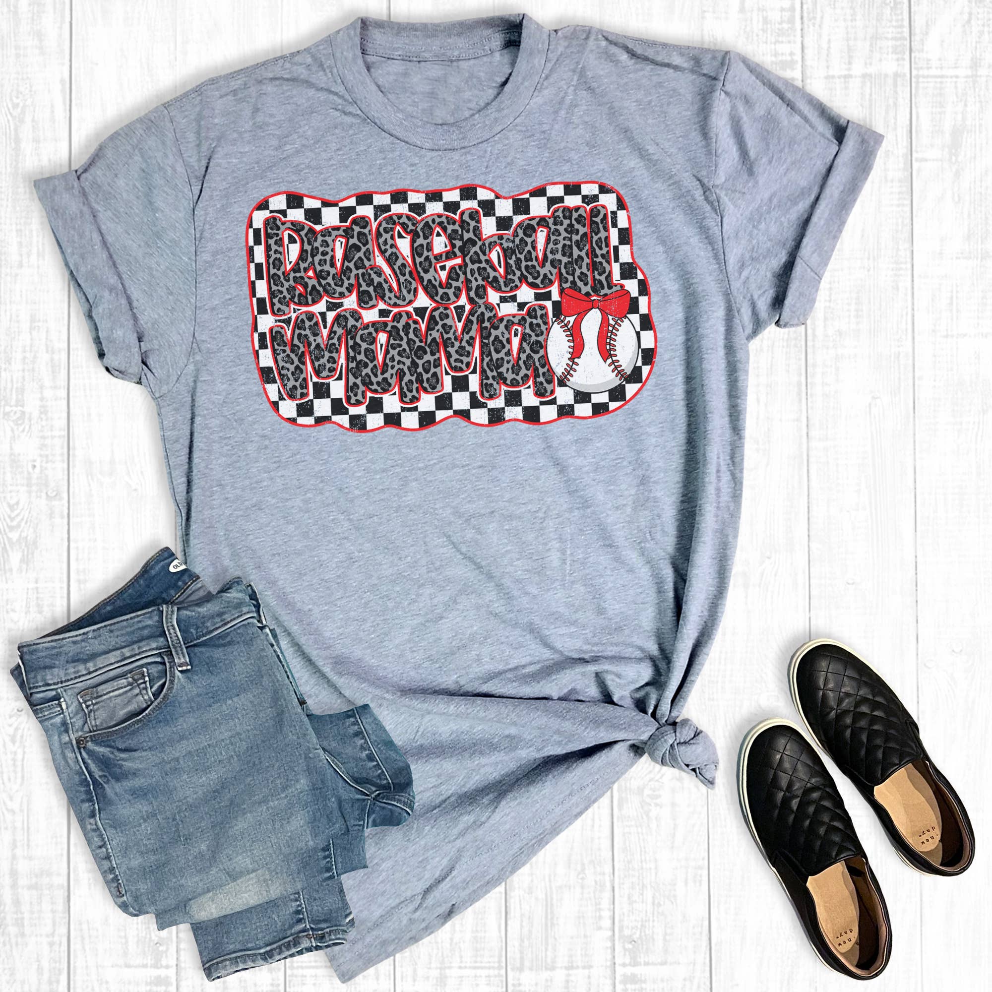 Retro Checkered Baseball Mama Graphic Tee Hoodie, Sweatshirt | PodTeesHub.com