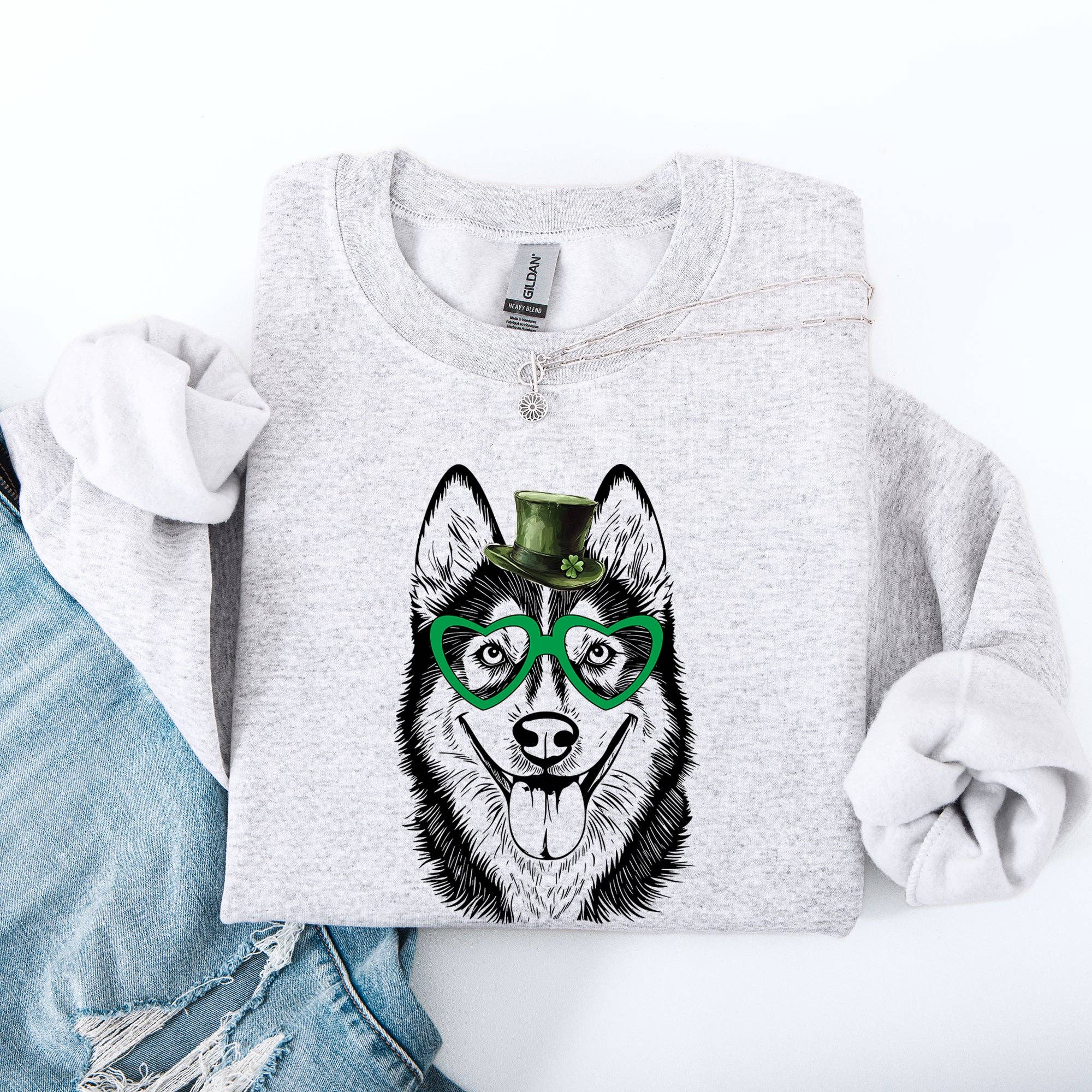 Husky, Adorable Dog, St Patrick's Day Lucky Irish Sweatshirt T-Shirts, Hoodie | PodTeesHub.com
