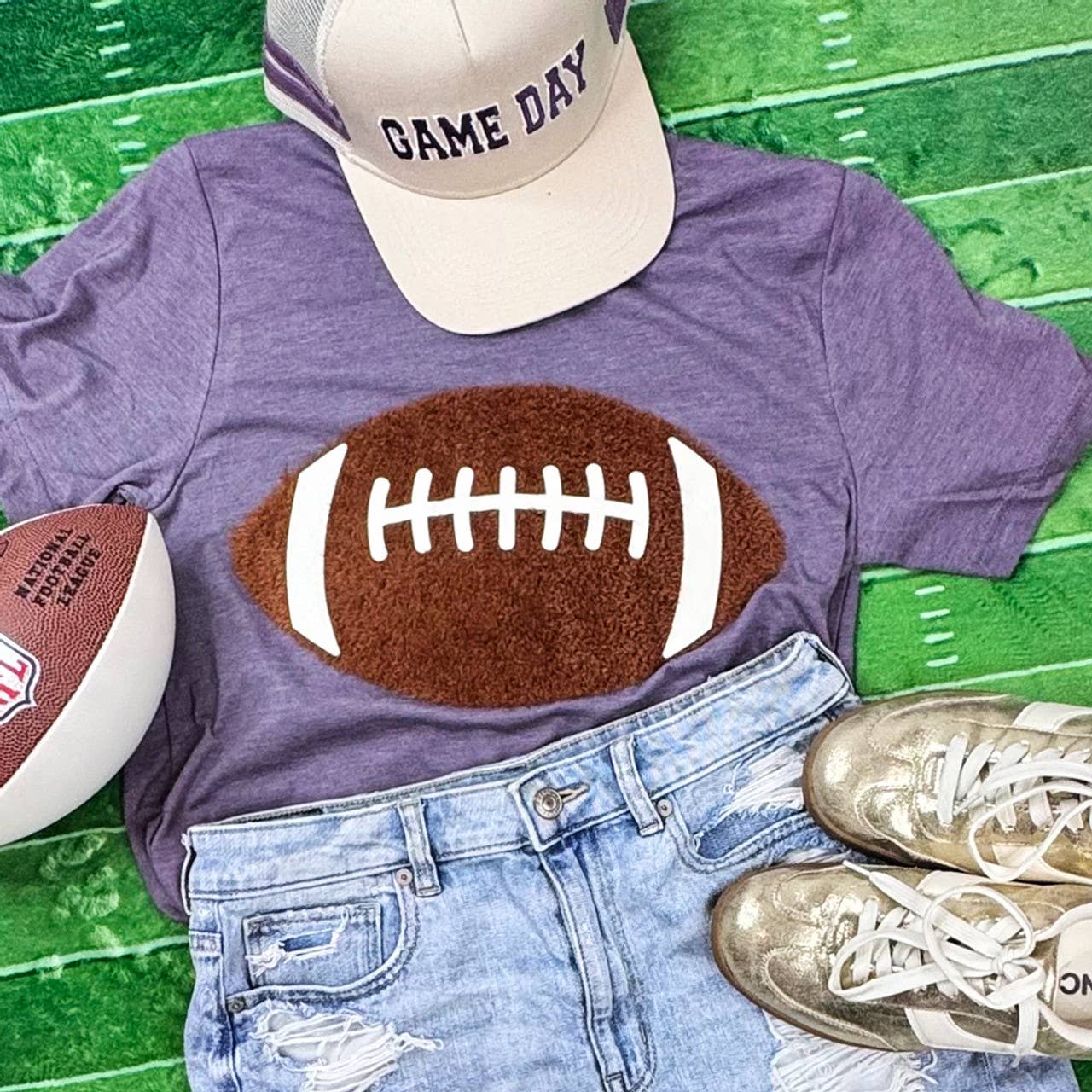 Fluffy Football with Leather Lace Tee Hoodie, Sweatshirt | PodTeesHub.com